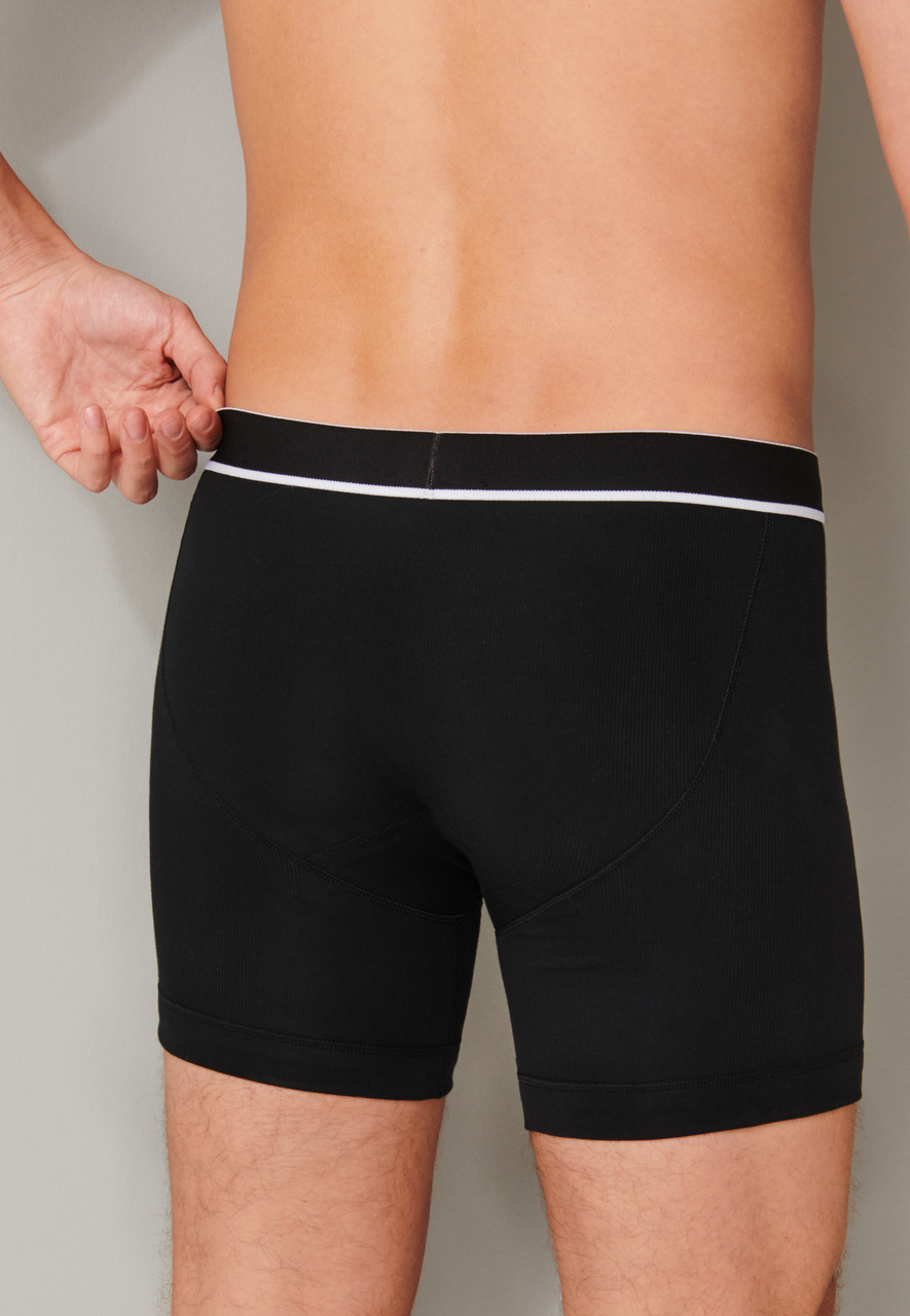 SCHIESSER Retro Rib boxer (1-pack), heren short dubbelrib biologisch katoen zwart