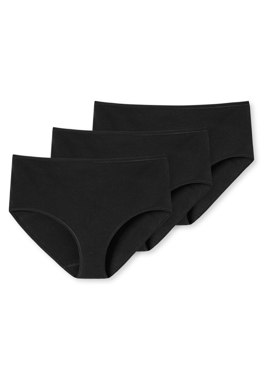 SCHIESSER 95/5 slip (3-pack), dames midi biologisch katoen zwart