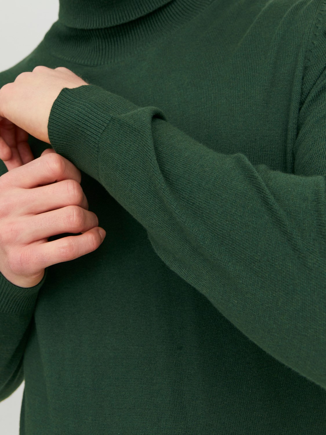 JACK & JONES Emil knit roll neck slim fit, heren pullover viscosemengsel met col, groen