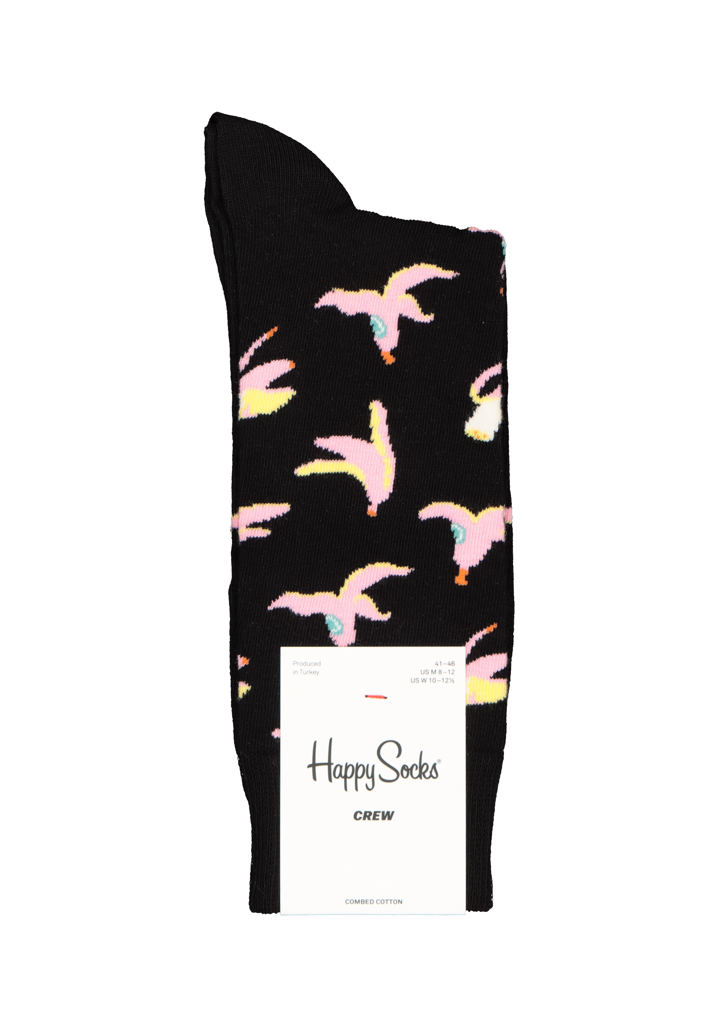Happy Socks Banana Break Sock, zwart met roze bananenschillen