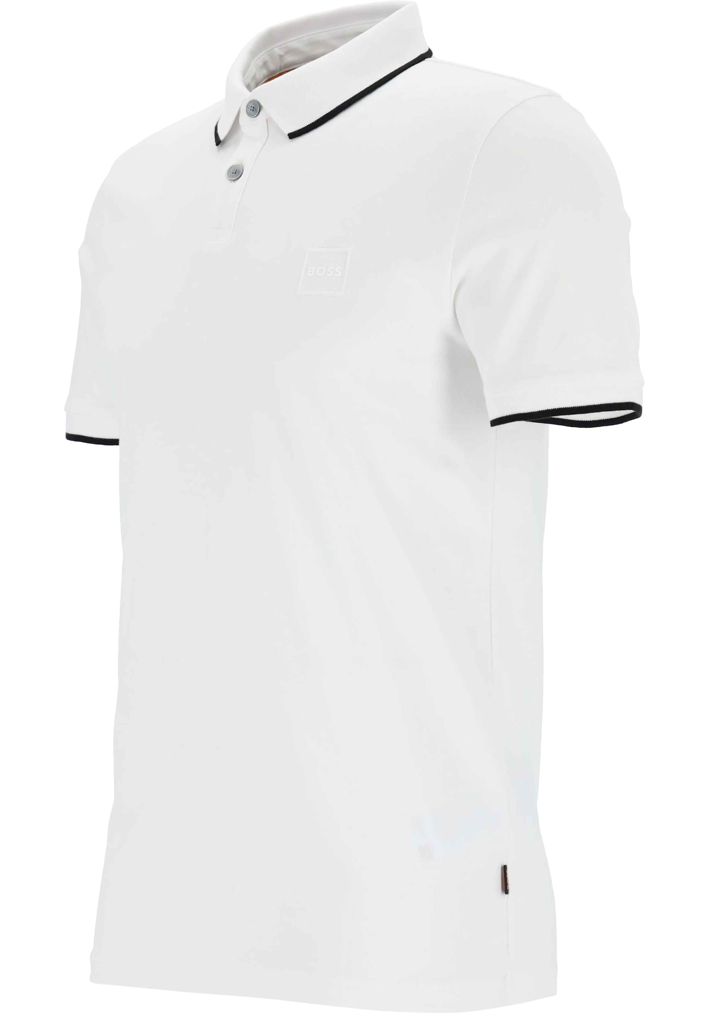 HUGO BOSS Passertip slim fit polo, stretch heren polo korte mouw, wit