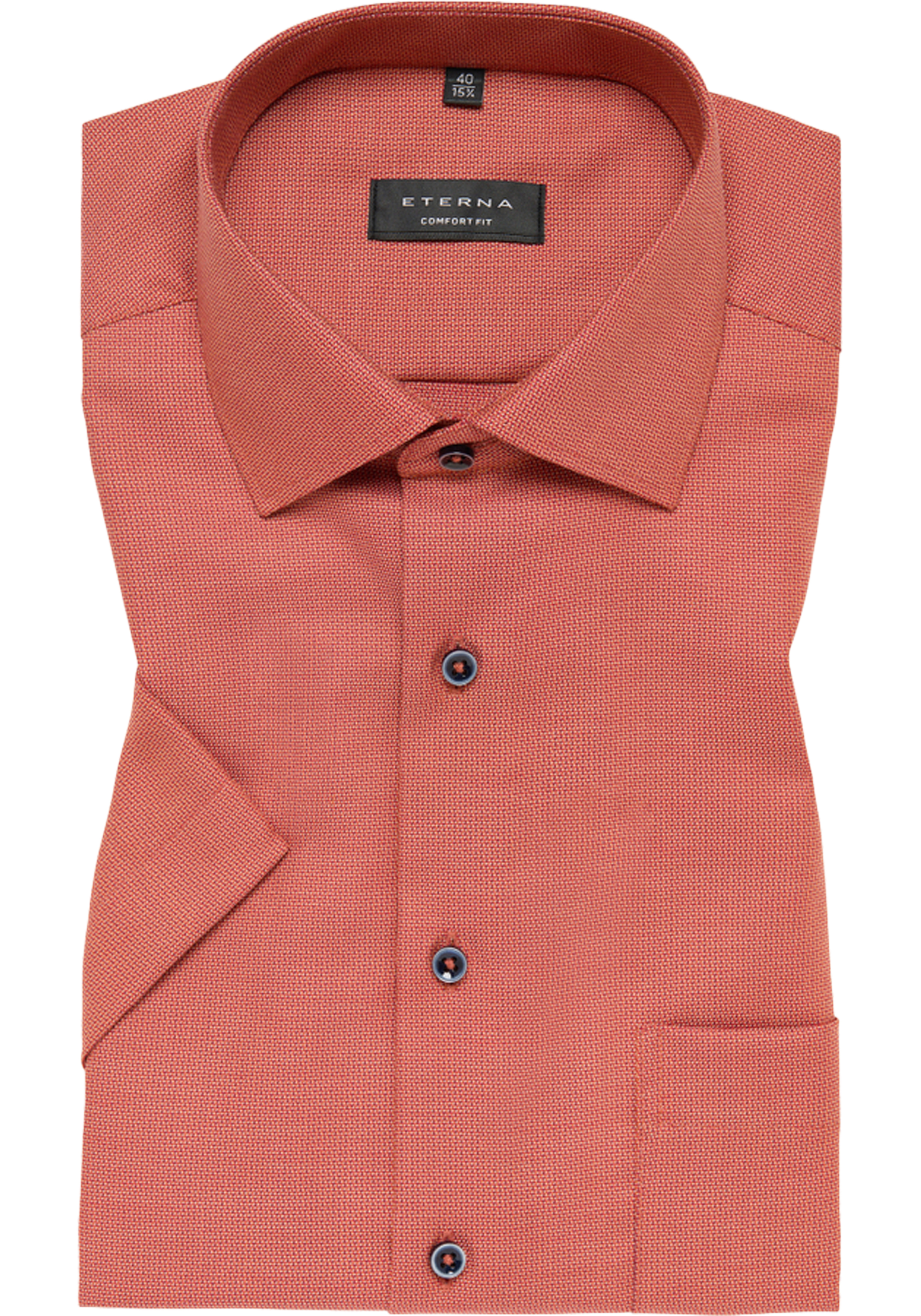 ETERNA comfort fit overhemd korte mouw, structuur, rood