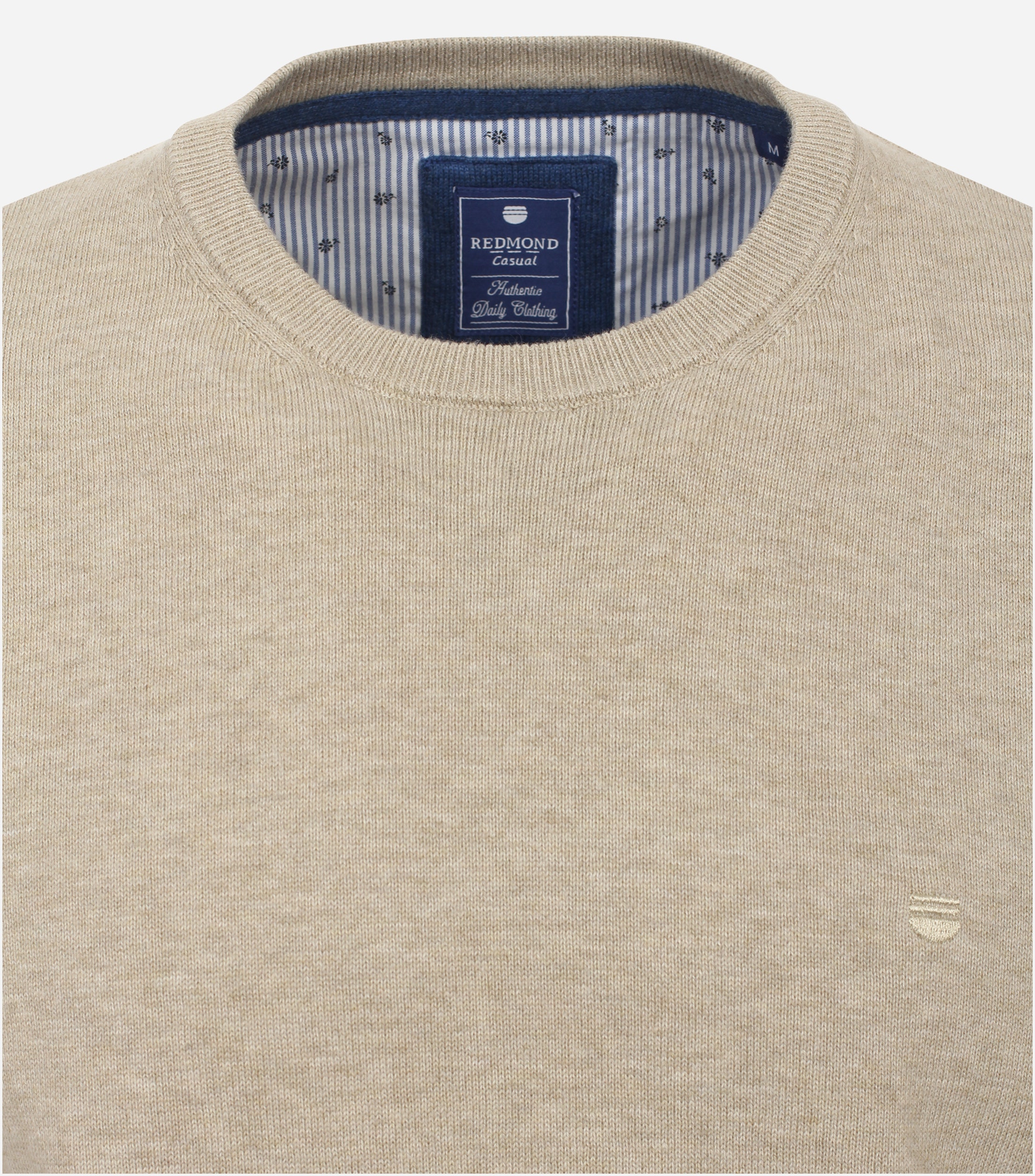 Redmond heren trui katoen, O-hals, beige (middeldik)