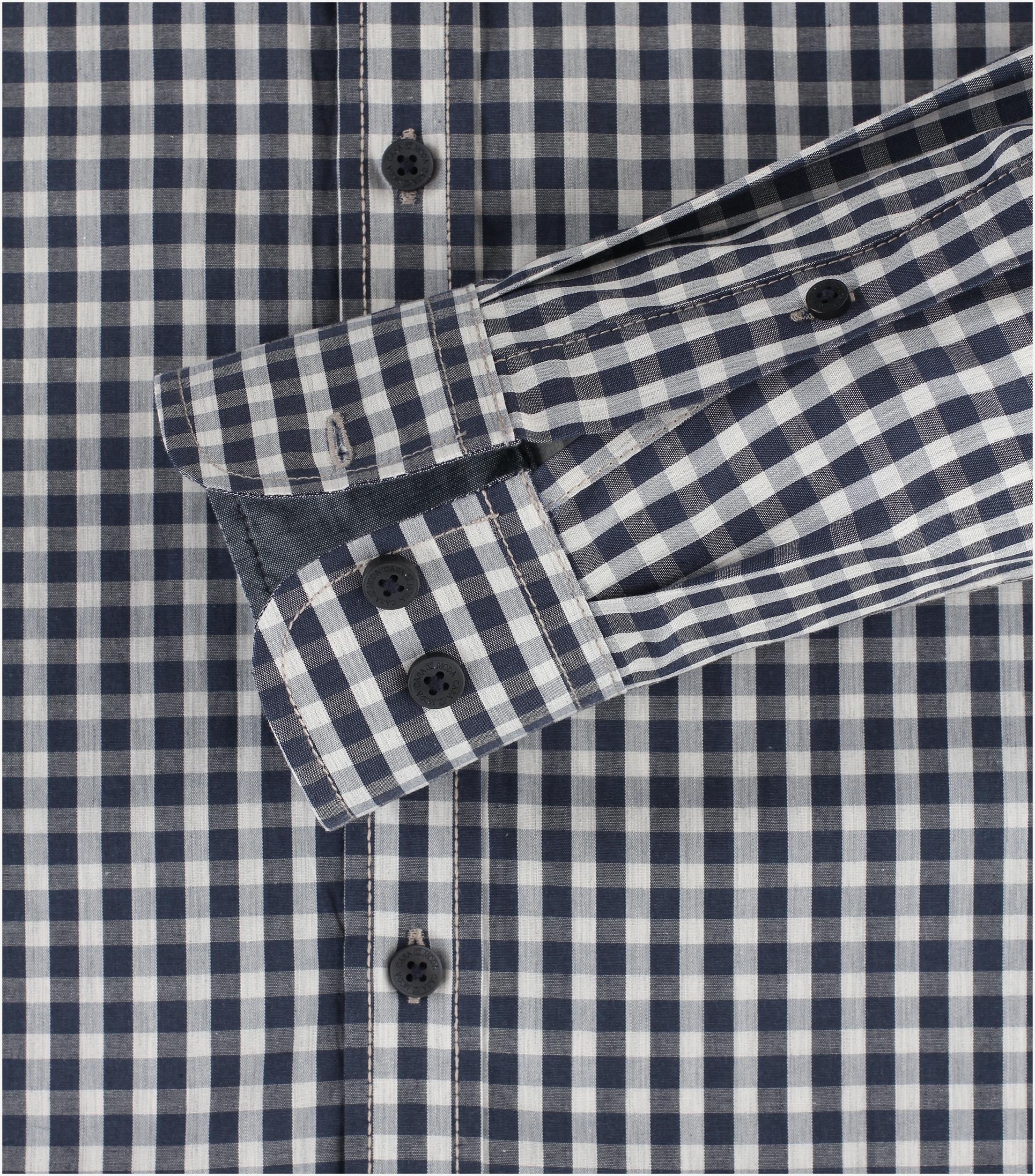 CASA MODA Sport casual fit overhemd, structuur, blauw geruit