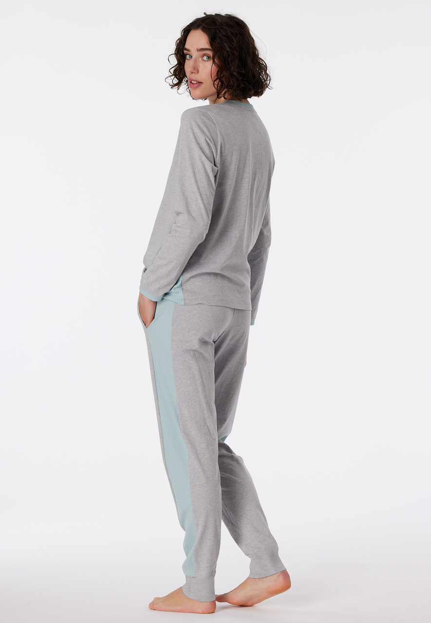 SCHIESSER Casual Nightwear pyjamaset, dames pyjama lang melange biokatoen