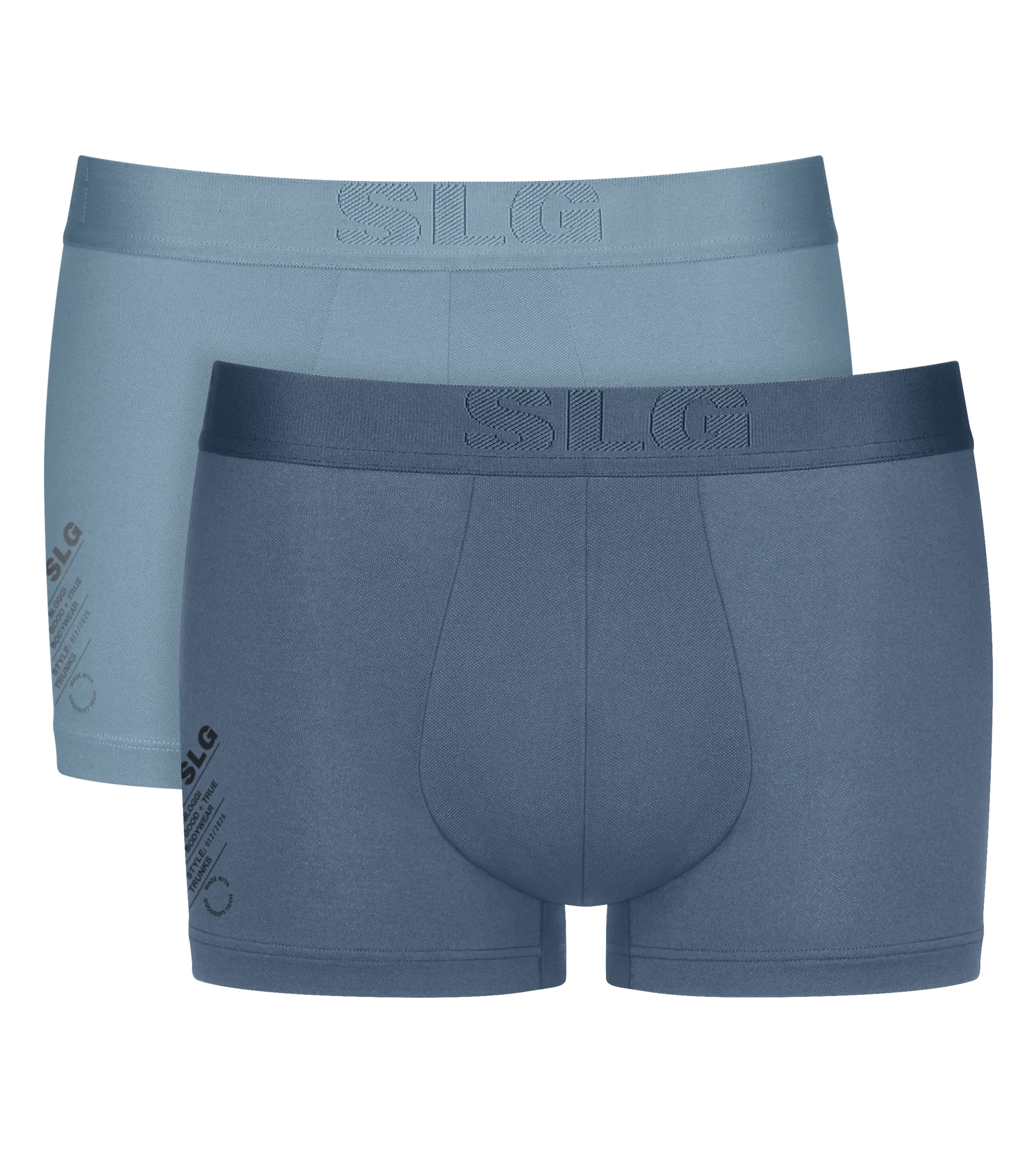 Sloggi Men SLG Base Soft Trunk, heren boxershorts korte pijp (2-pack), licht- en middenblauw