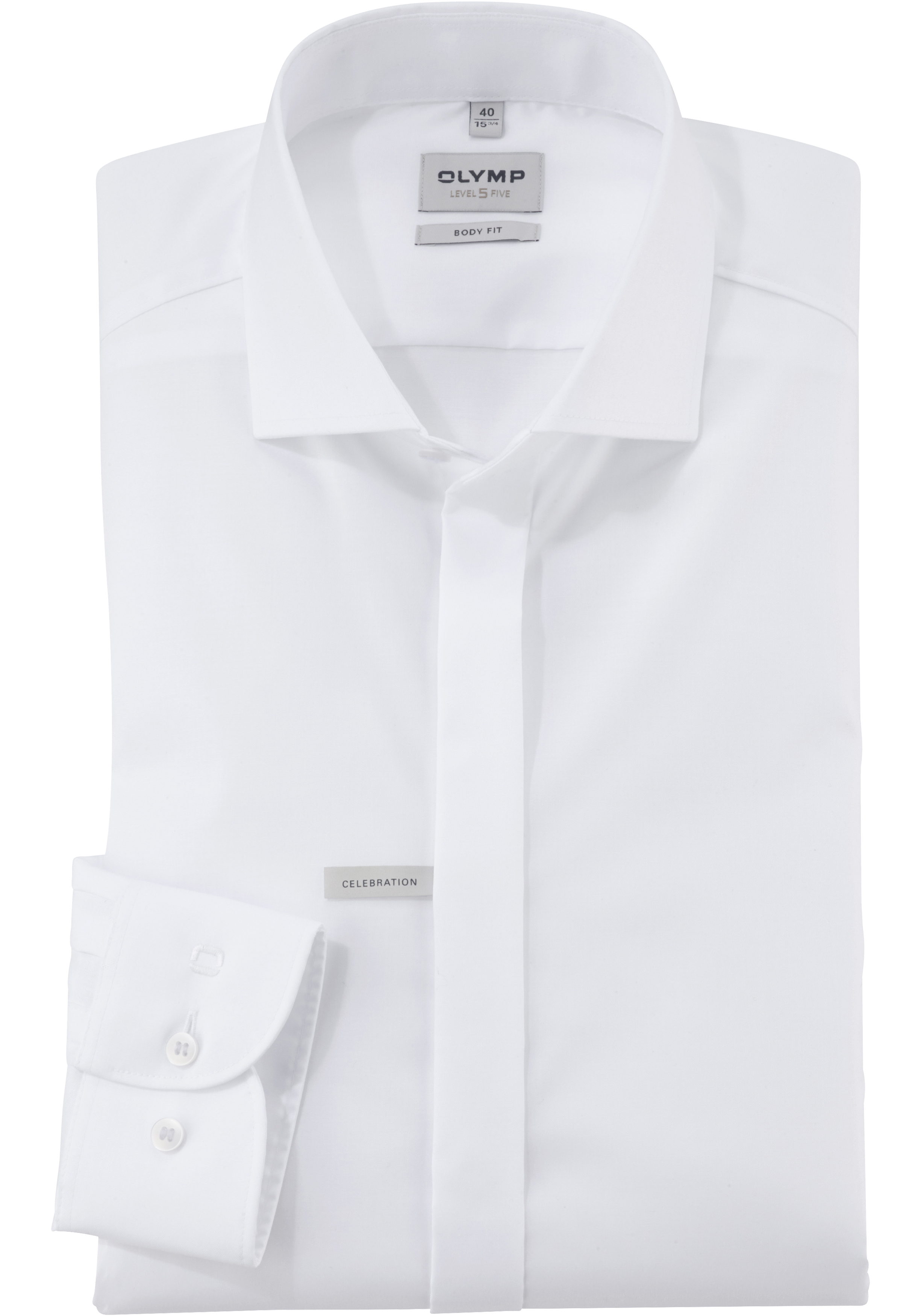 OLYMP Level 5 body fit overhemd, twill, wit