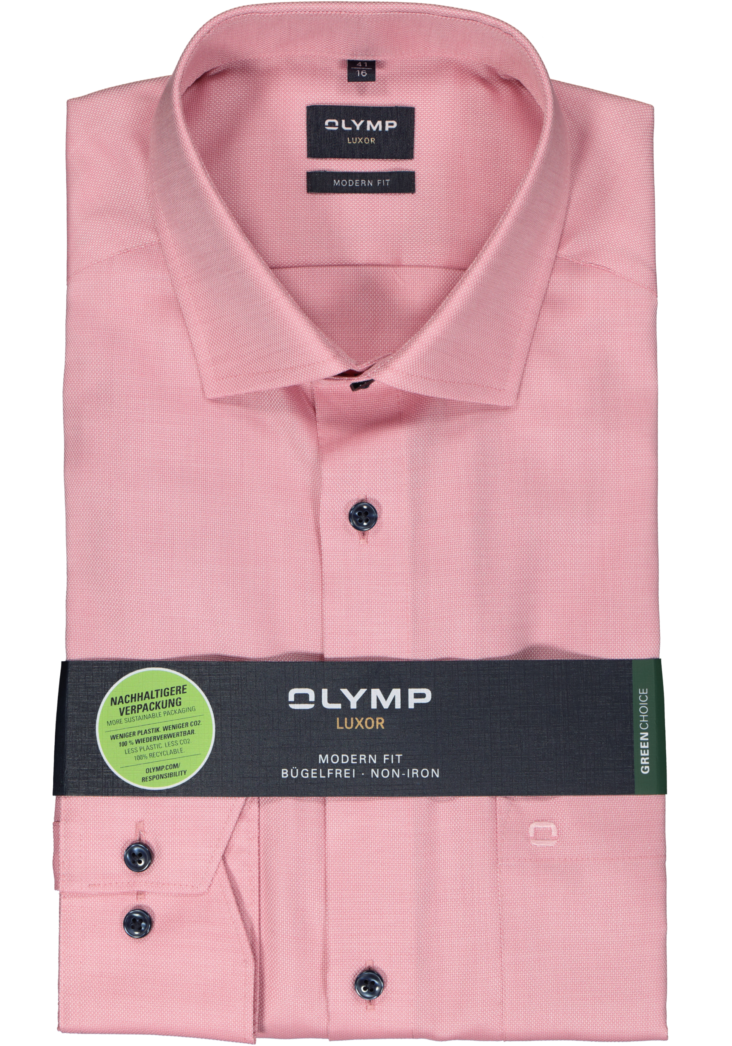 OLYMP modern fit overhemd, structuur, roze