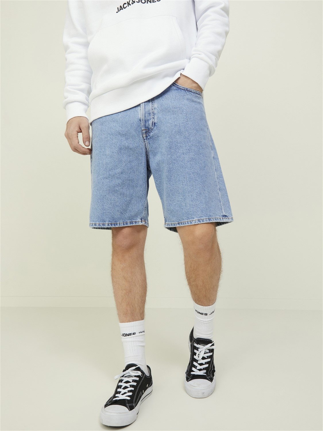JACK & JONES Tony Original Shorts regular fit, heren jeans korte broek, denimblauw