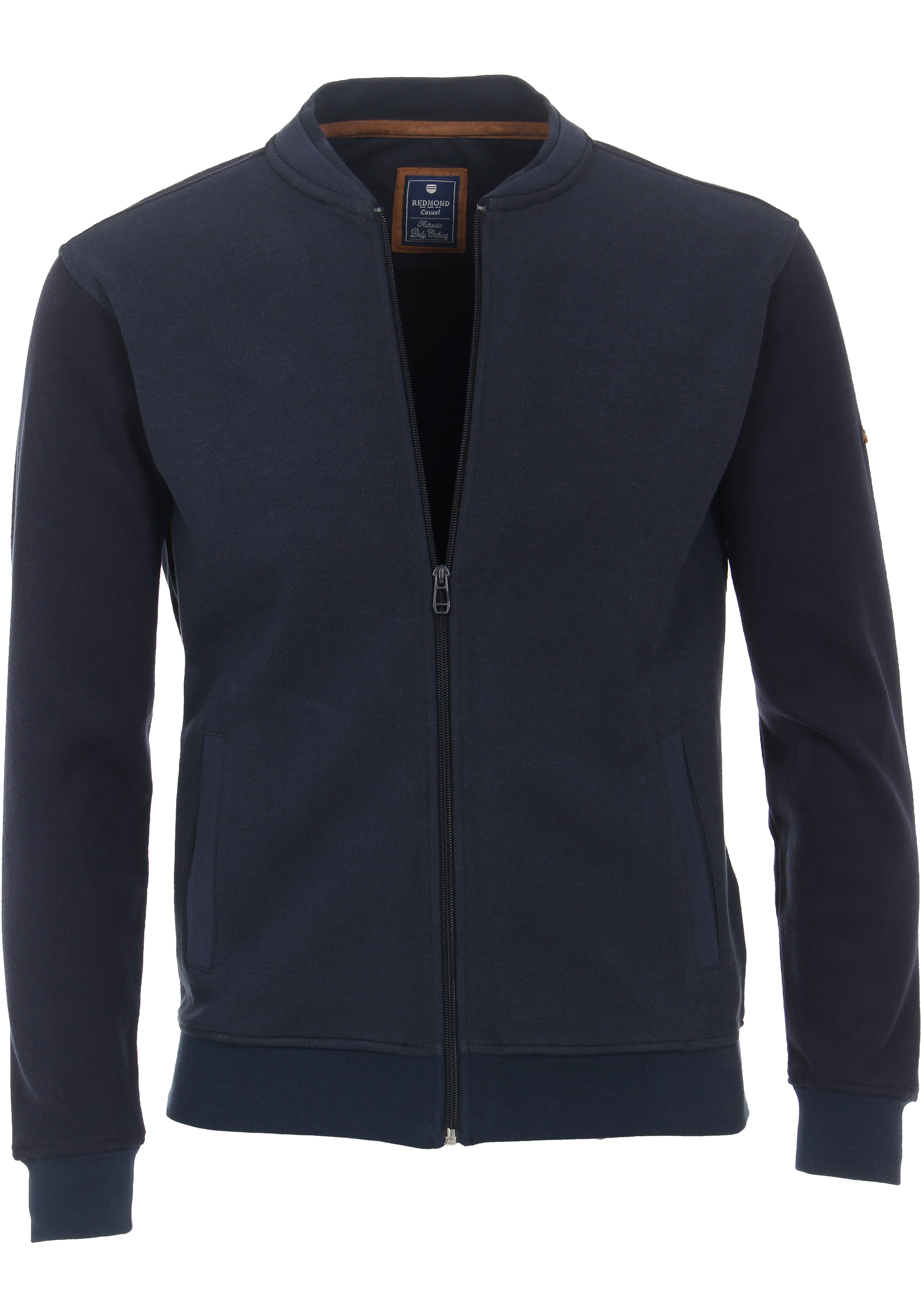 Redmond heren sweatvest katoenmengsel, opstaande kraag, blauw (middeldik)