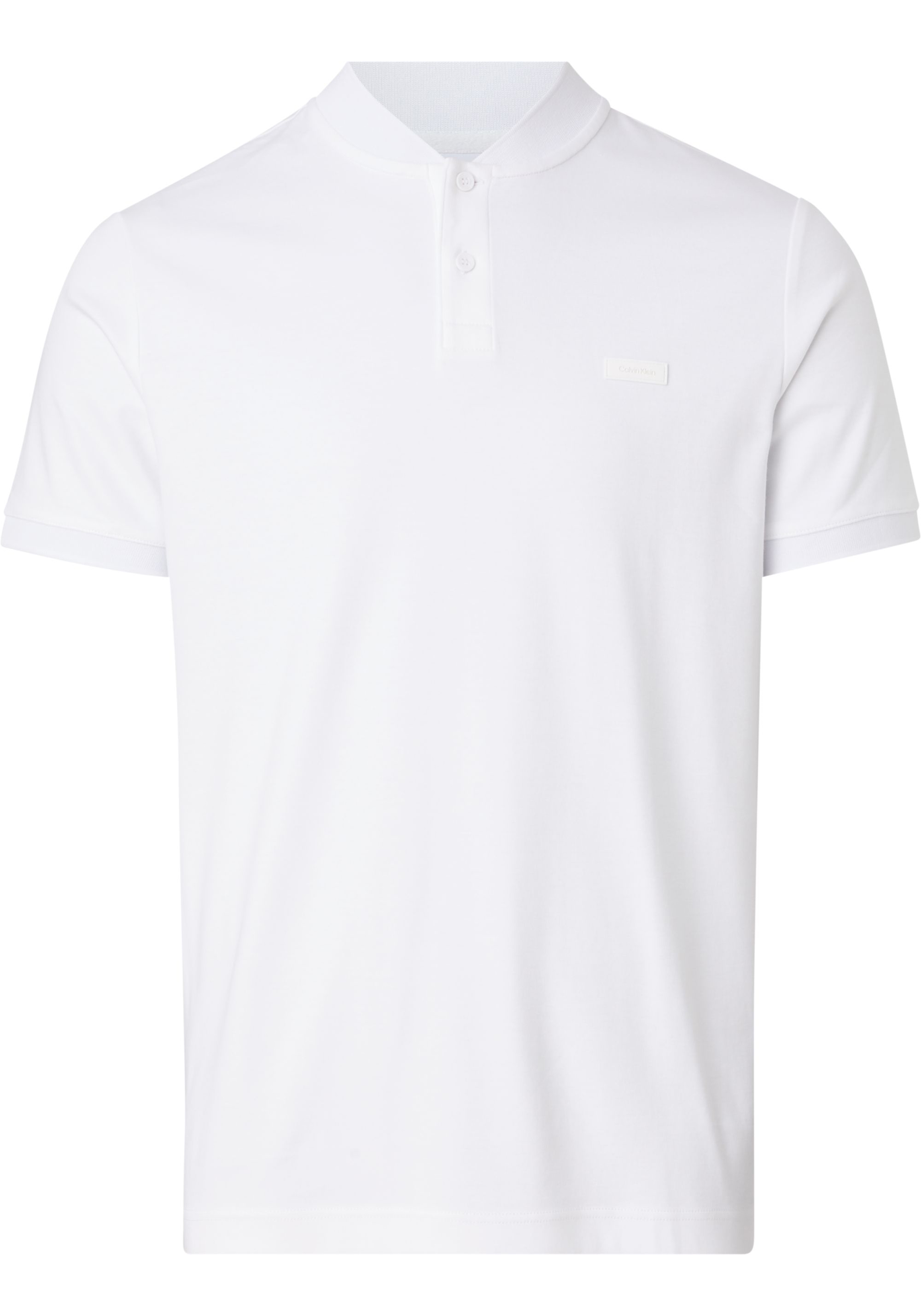 Calvin Klein Smooth Cotton stand collar Slim Polo, heren poloshirt, wit