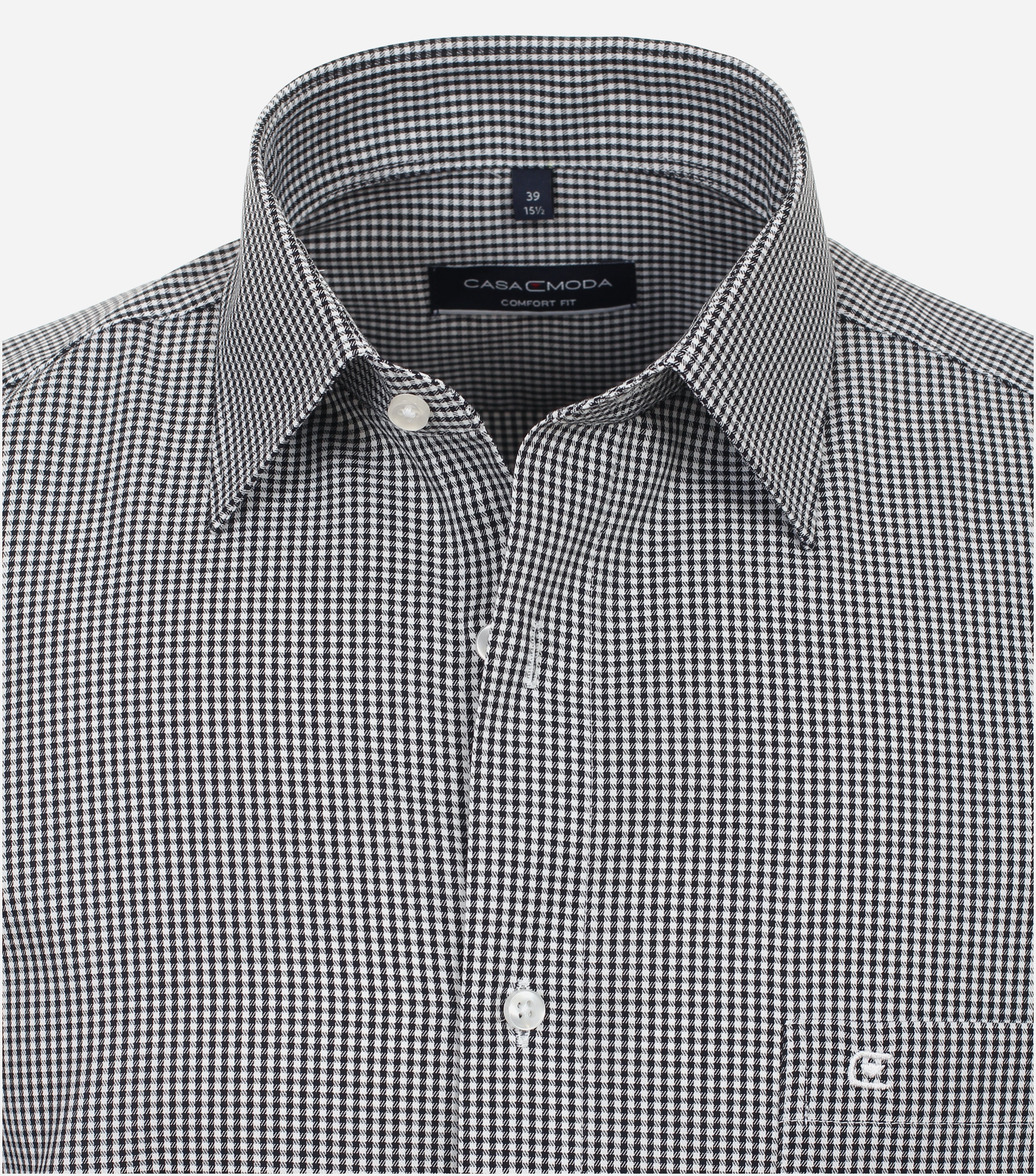 CASA MODA comfort fit overhemd, twill, zwart met wit geruit