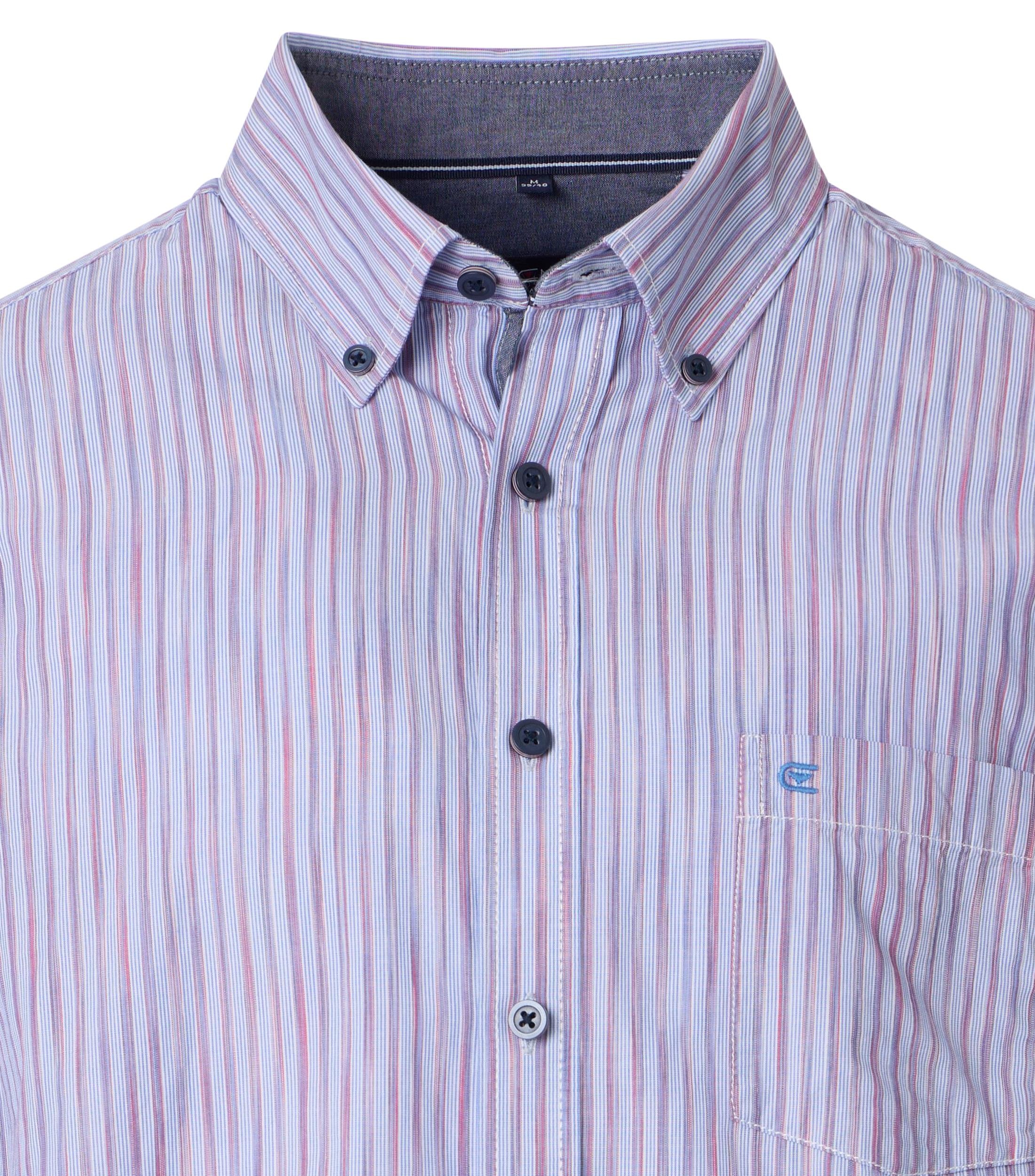 CASA MODA Sport casual fit overhemd, popeline, lichtblauw met rood gestreept