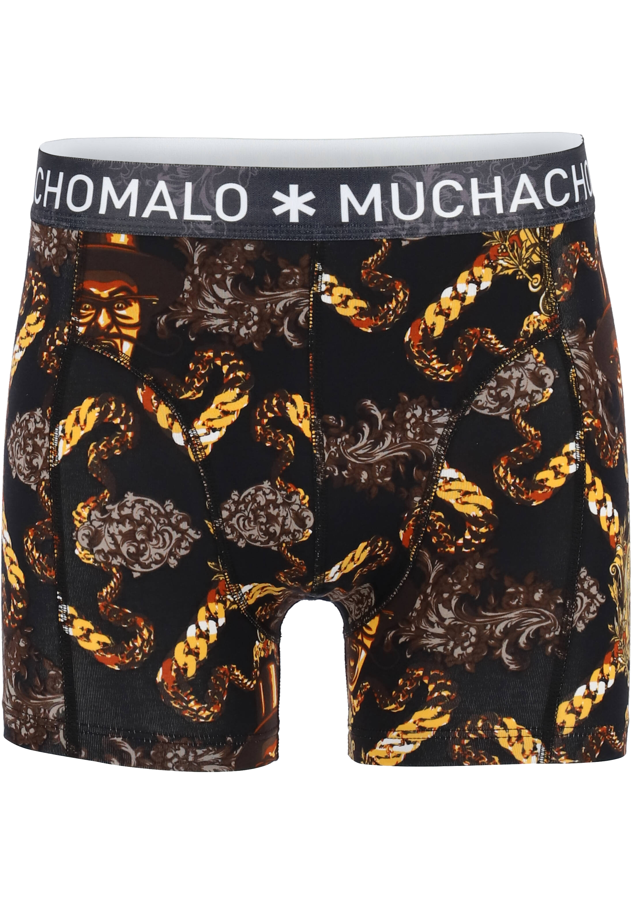 Muchachomalo heren boxershorts (4-pack), shorts King Kong Cuban Link, print, blauw, zwart
