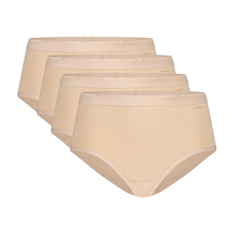 TEN CATE Basics women midi (4-pack), dames slip middelhoge taille, beige