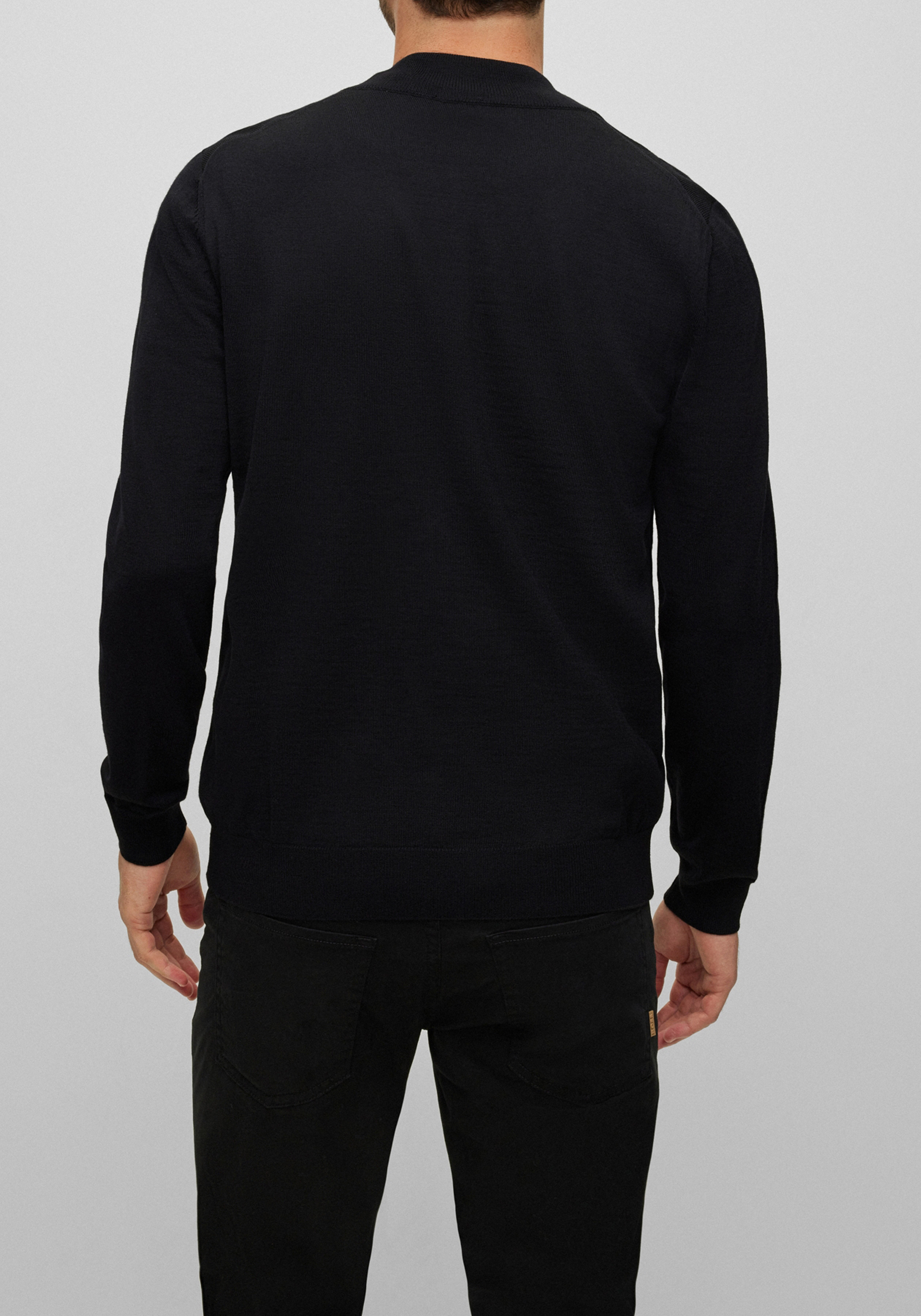 BOSS Balonso regular fit vest wol, heren vest middeldik, zwart
