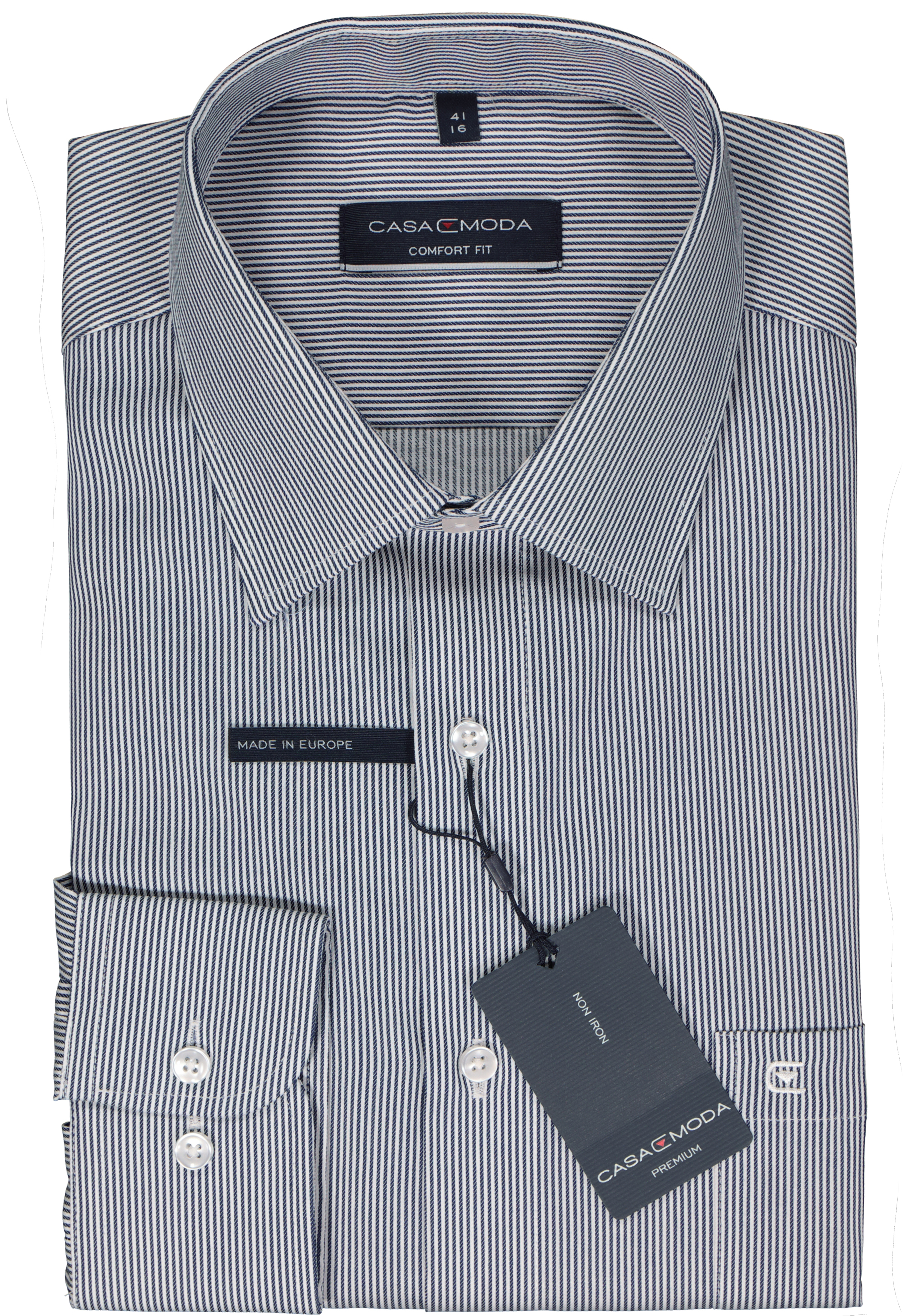CASA MODA comfort fit overhemd, twill, blauw gestreept