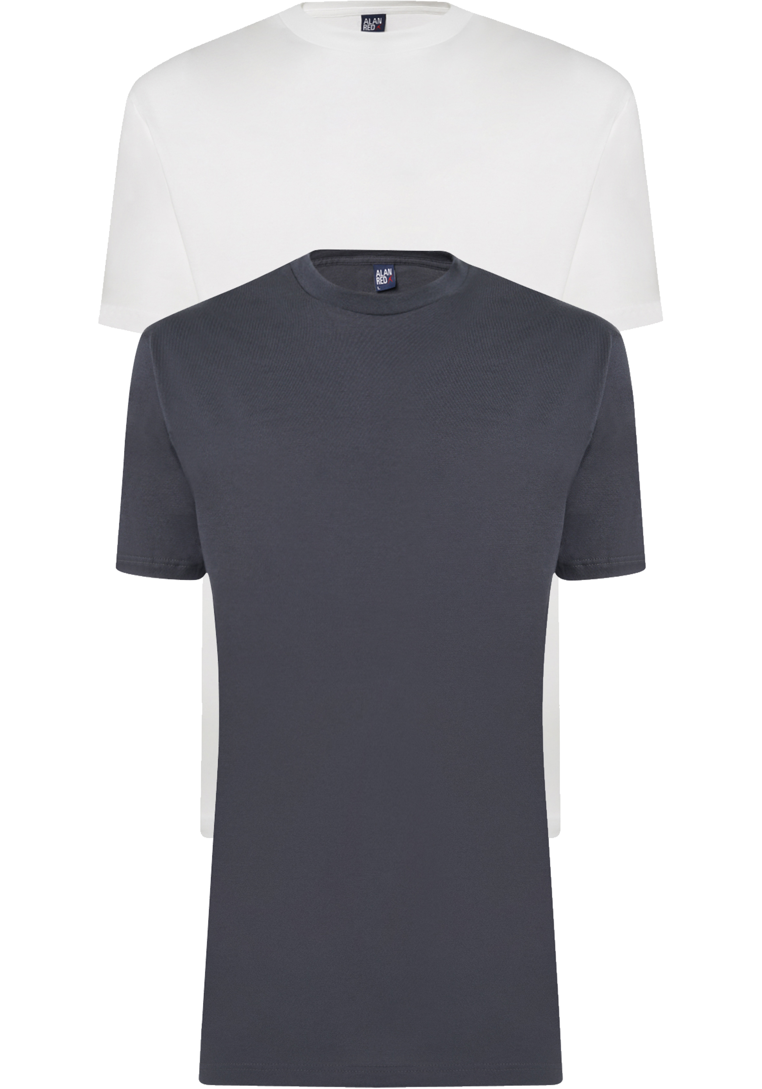 ALAN RED T-shirts Virginia (2-pack), O-hals, wit en antraciet grijs