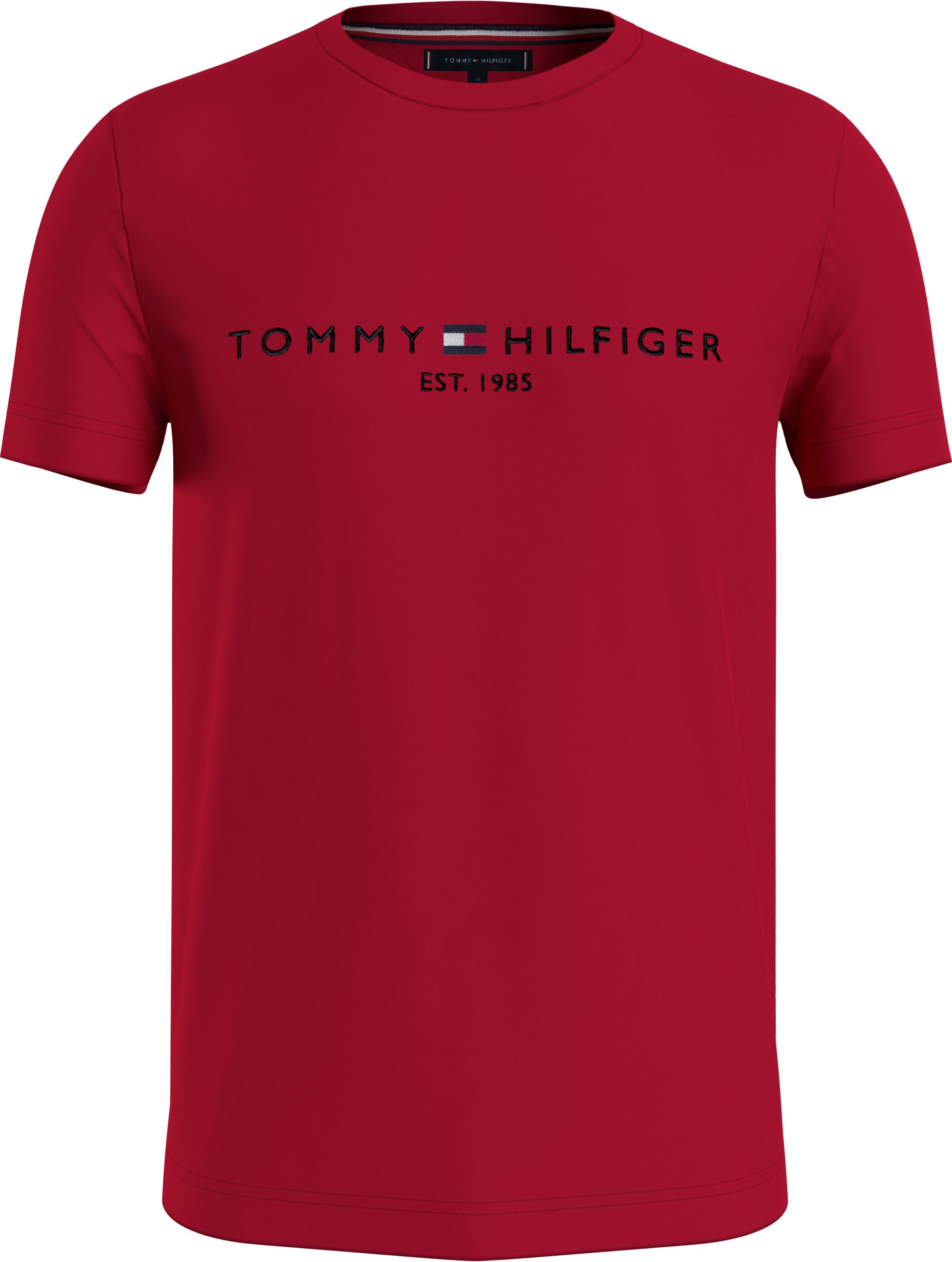 Tommy Hilfiger Tommy Logo Tee, heren T-shirt korte mouw O-hals, rood