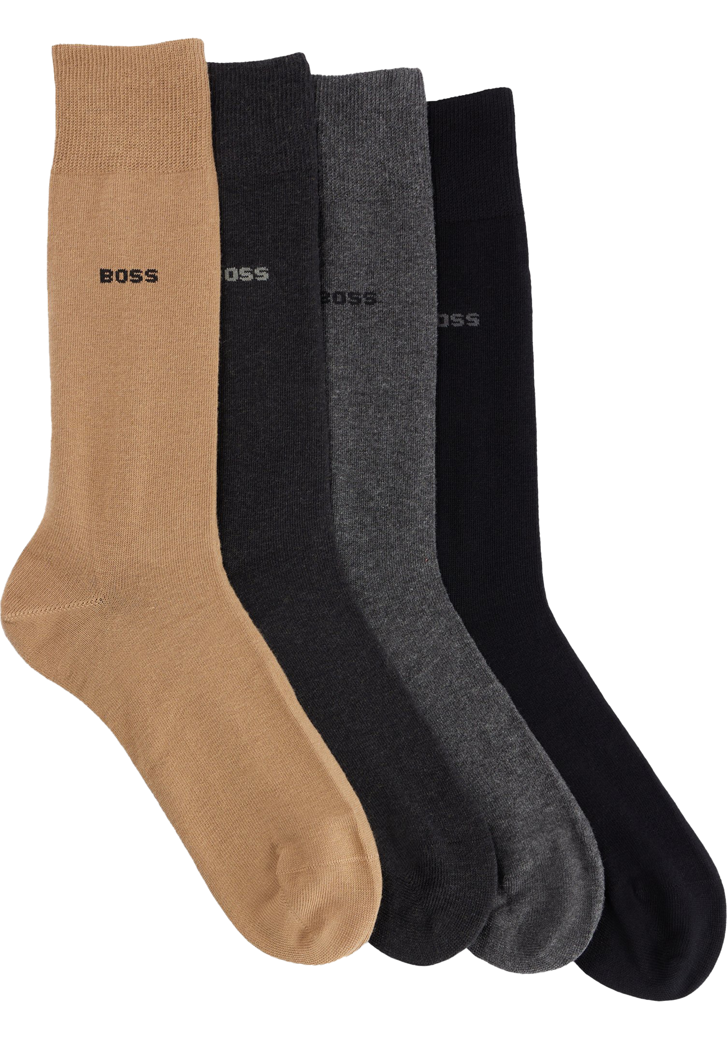 HUGO BOSS cadeauset sokken, giftbox met 4 paar heren sokken, zwart, antraciet, beige en grijs