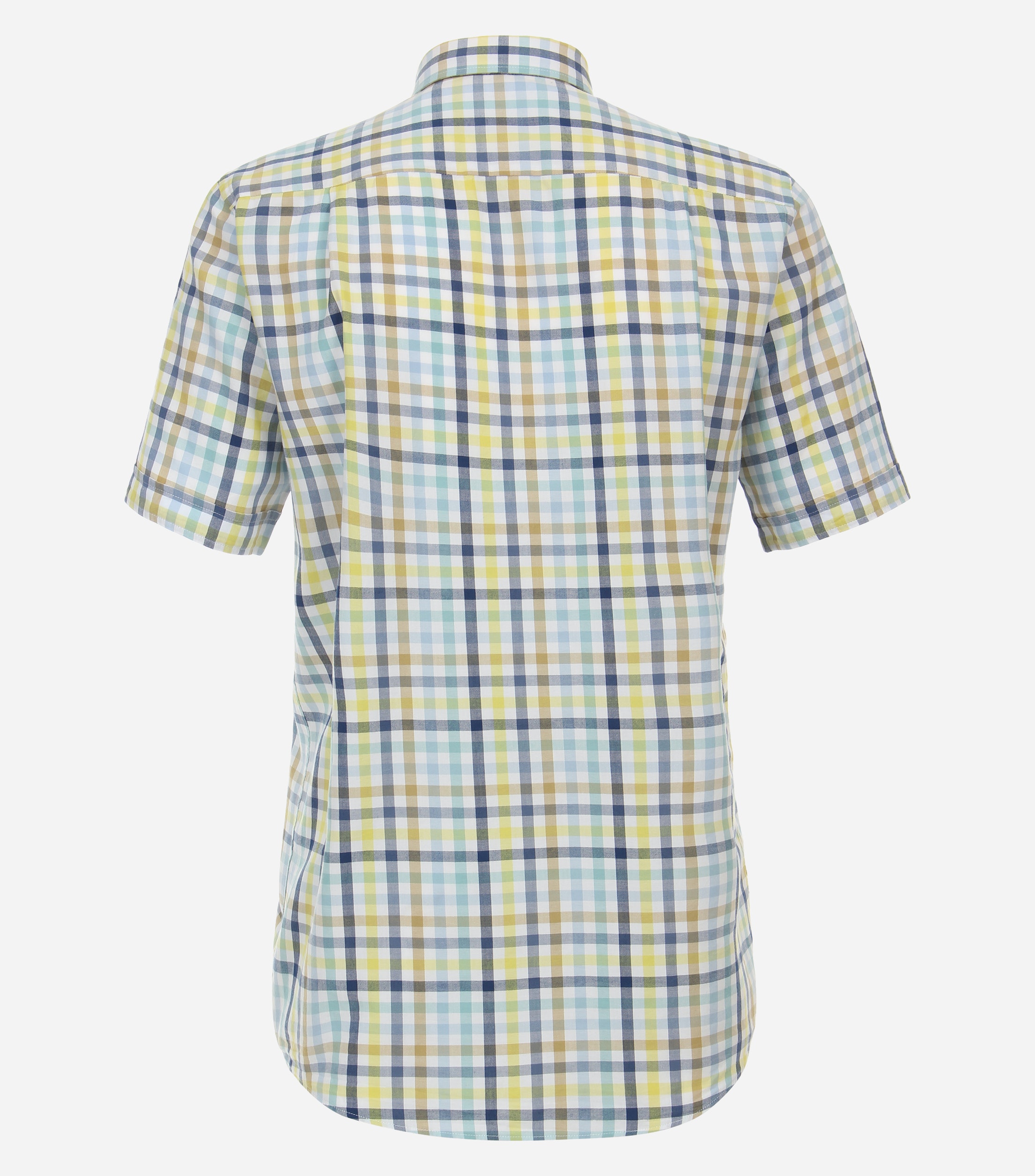 Redmond comfort fit overhemd, korte mouw, popeline, blauw geruit
