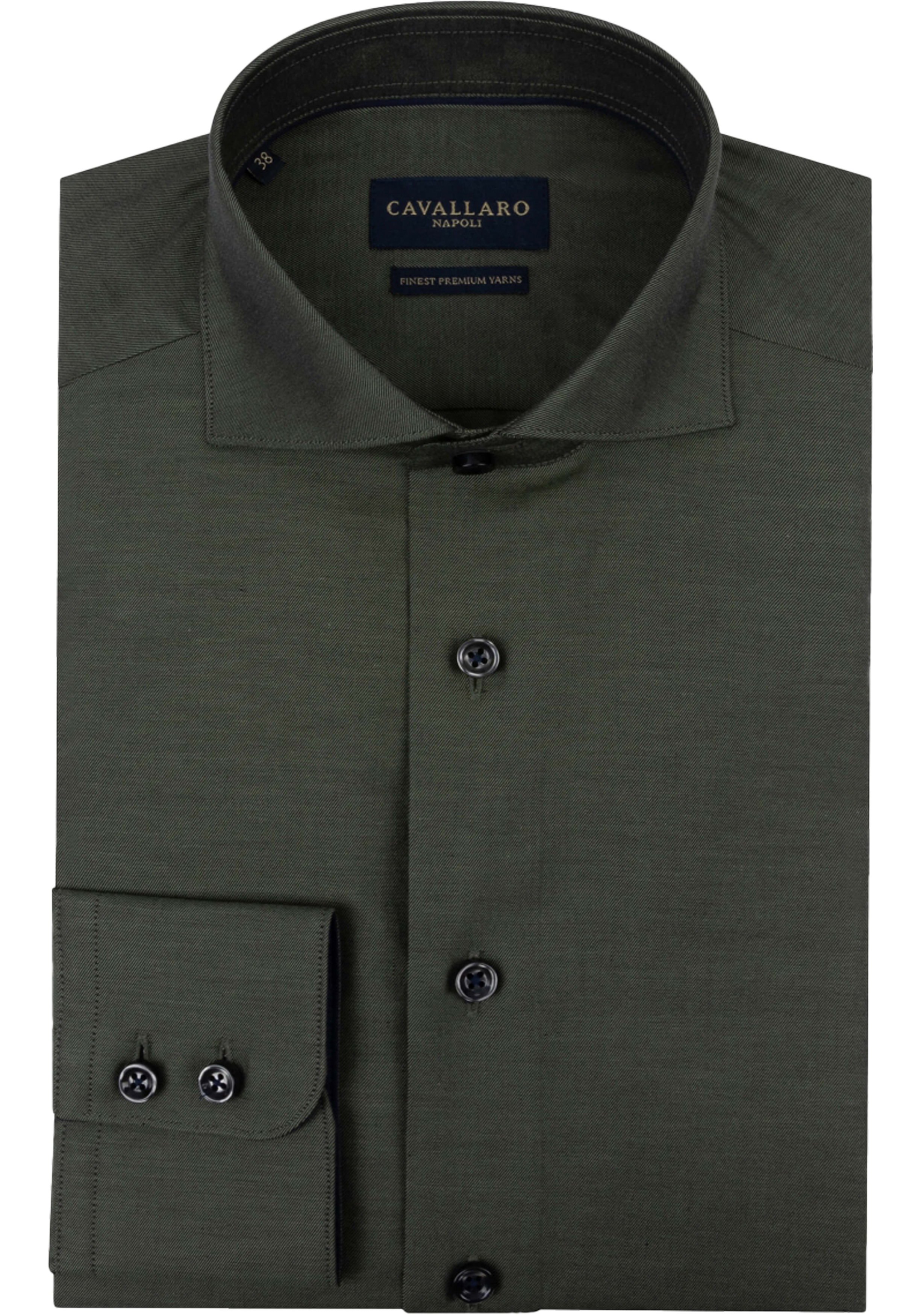 Cavallaro Napoli Angelo slim fit overhemd, twill, groen