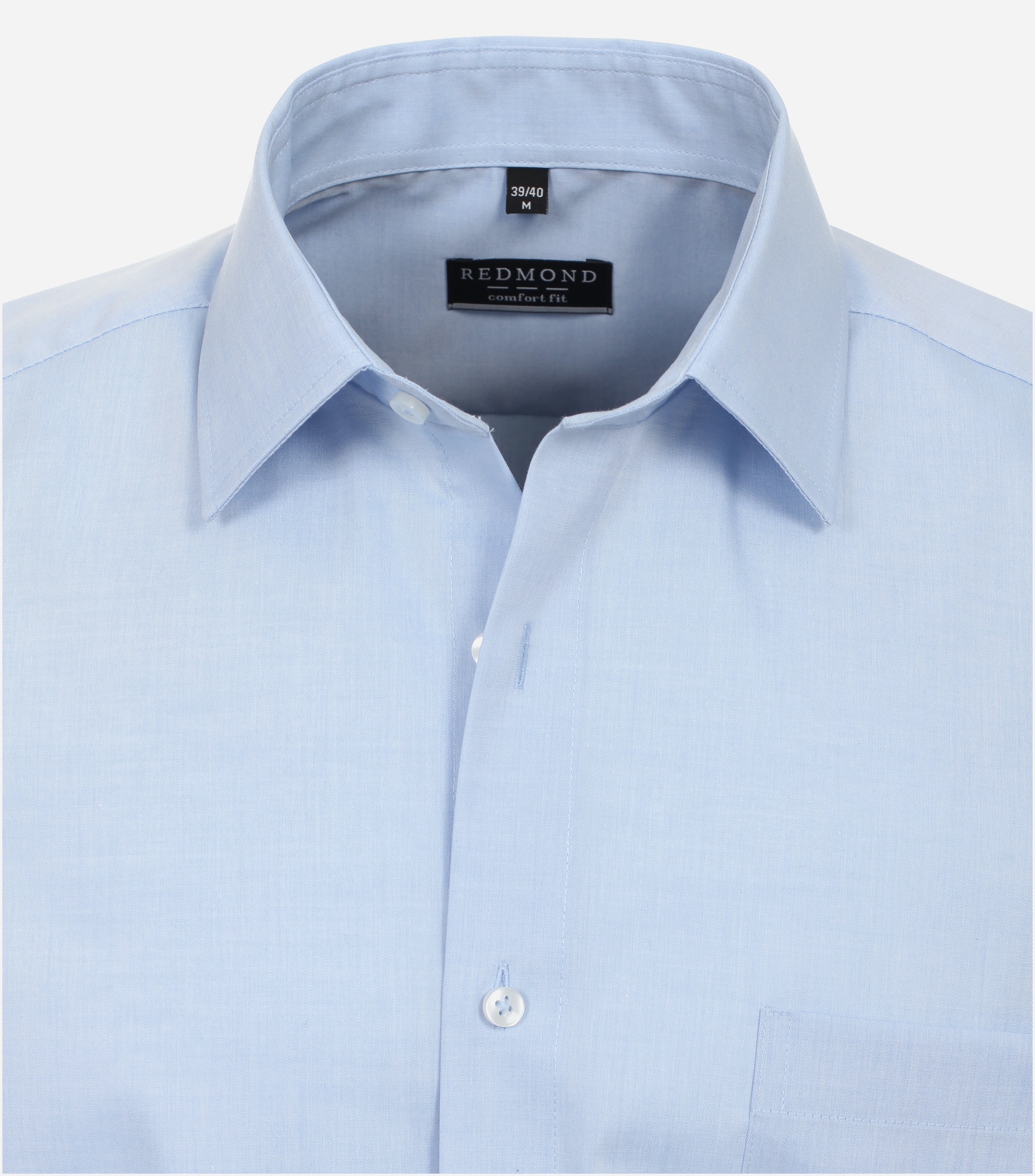 Redmond comfort fit overhemd, korte mouw, popeline, blauw