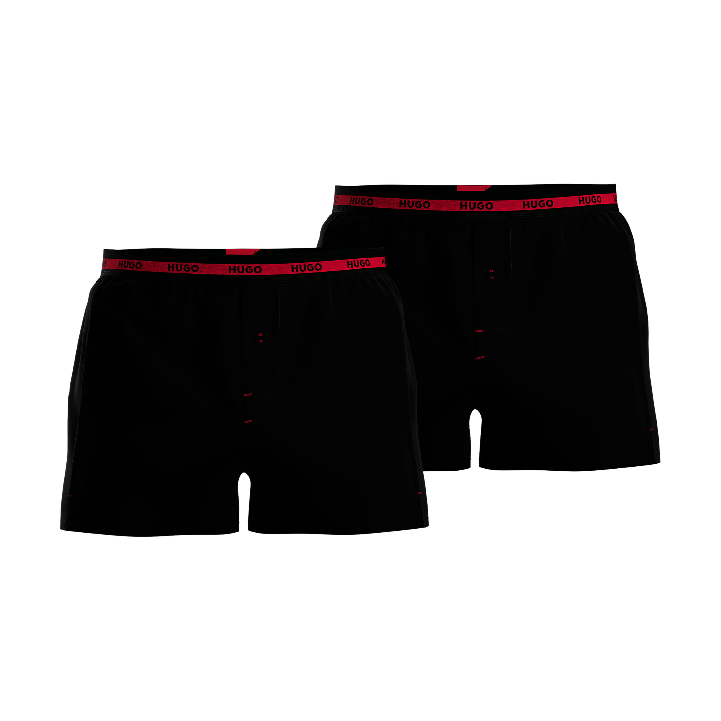 HUGO boxershorts woven (2-pack), heren boxers wijd model, zwart