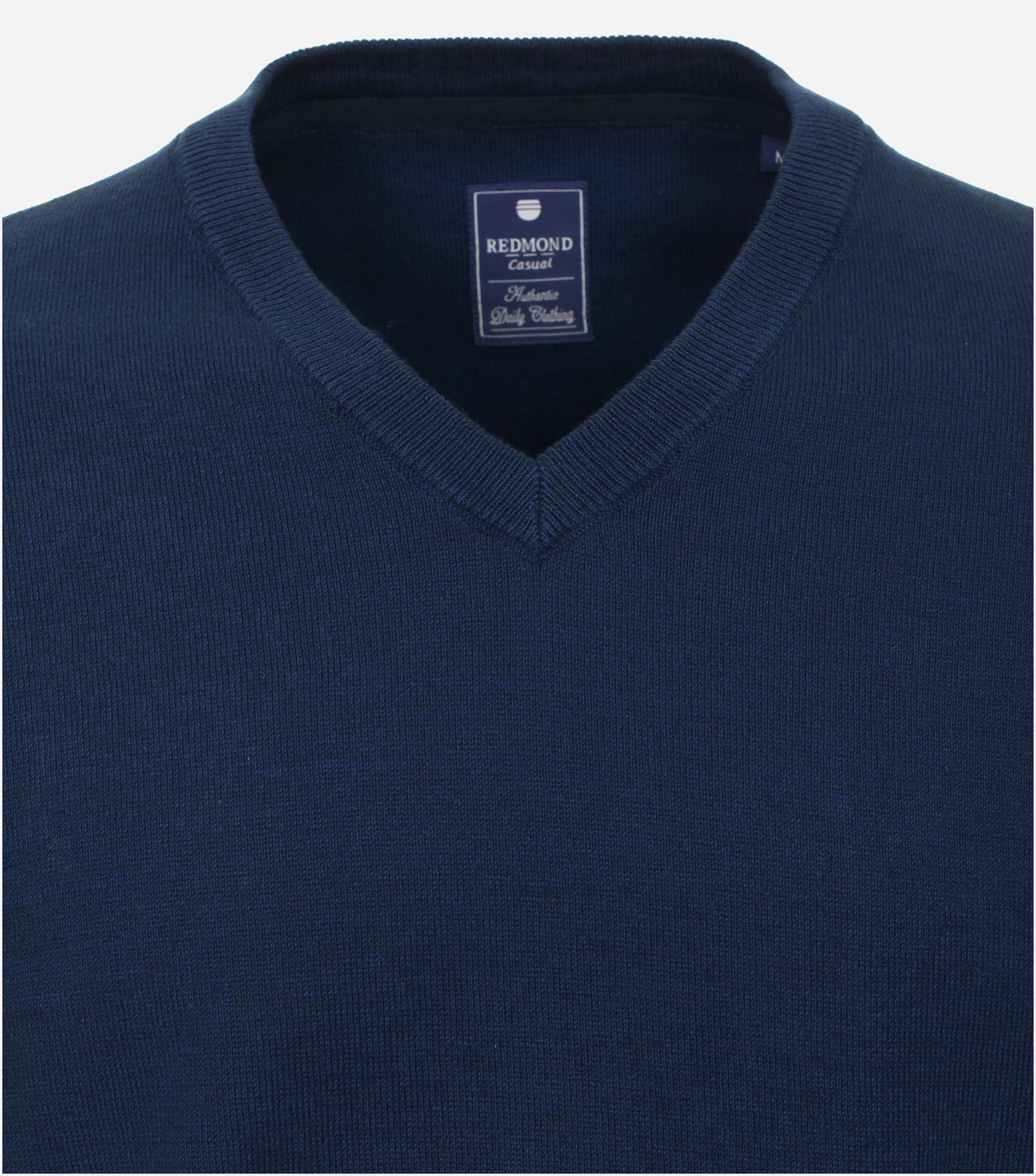 Redmond heren trui katoen, V-hals, blauw (middeldik)