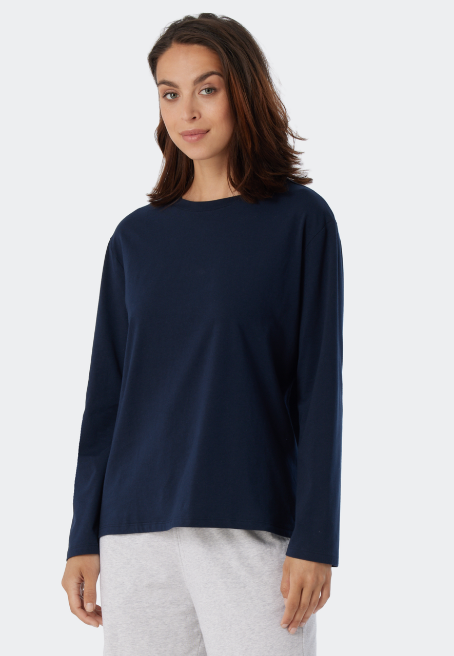 SCHIESSER Mix+Relax T-shirt, dames shirt lange mouwen donkerblauw
