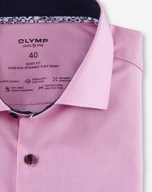 OLYMP 24/7 Level 5 body fit overhemd, korte mouw, Dynamic Flex, pink