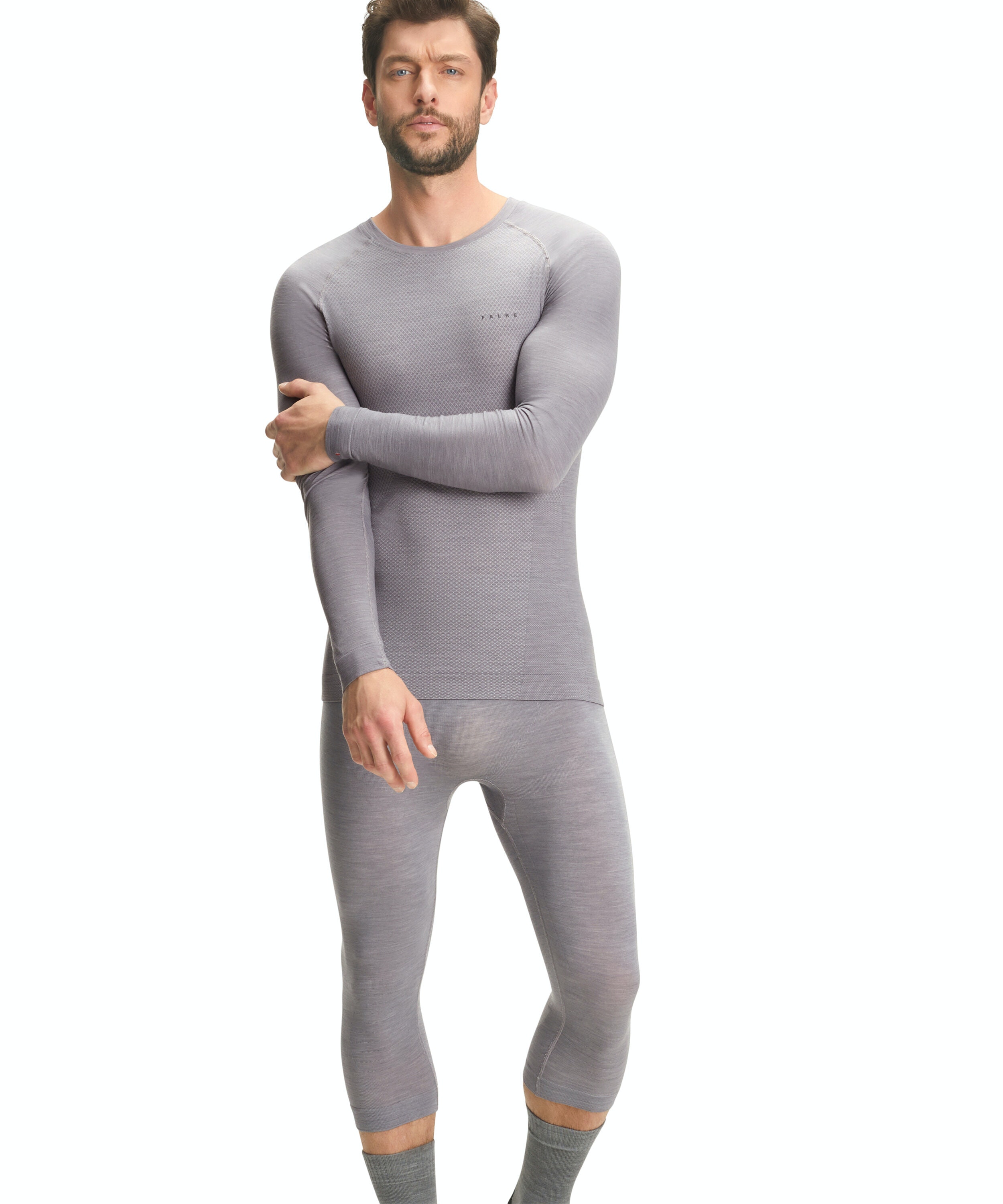 FALKE heren 3/4 tights Wool-Tech Light, thermobroek, grijs (grey-heather)