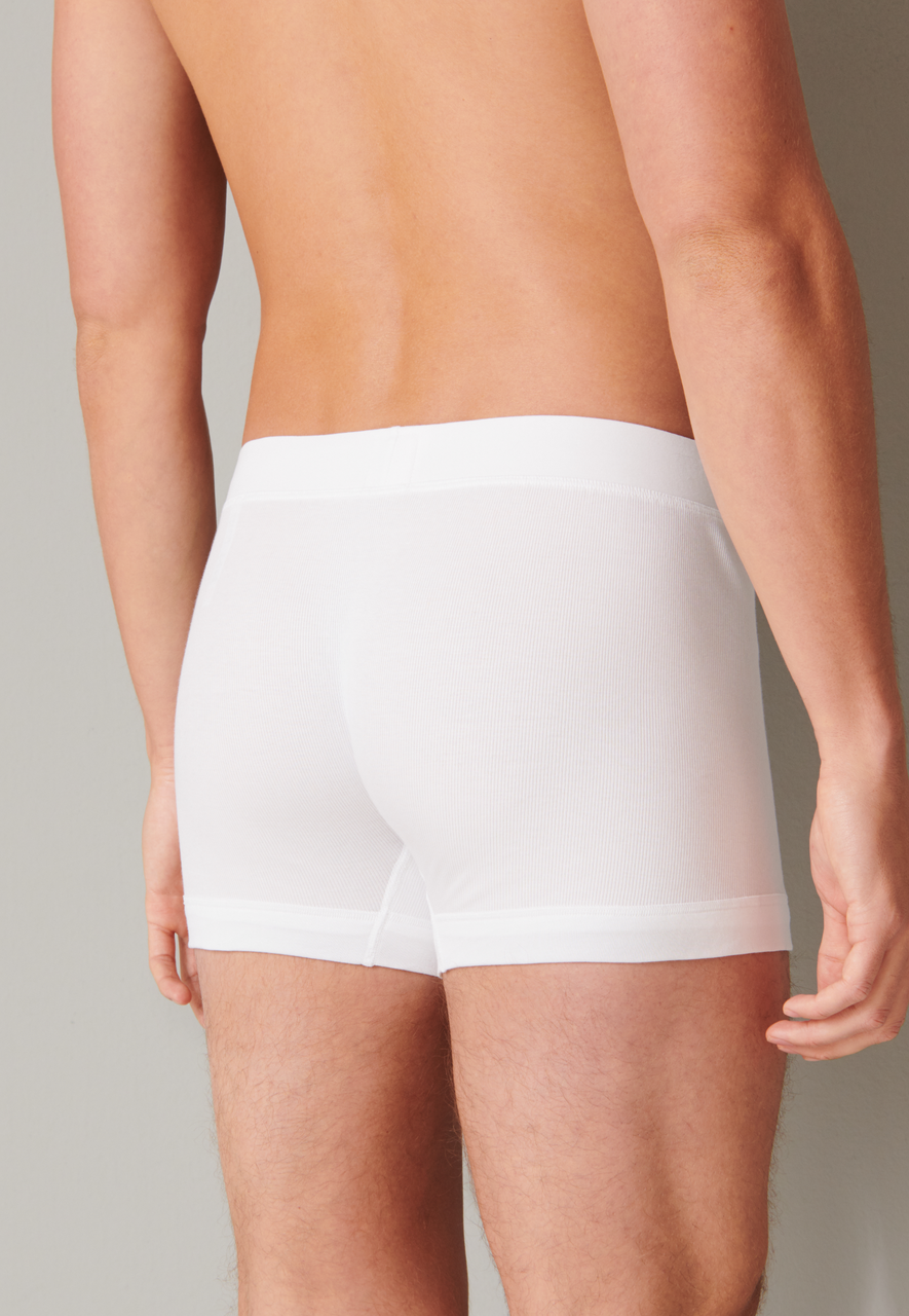 SCHIESSER Retro Rib boxer (1-pack), heren short dubbelrib biologisch katoen wit