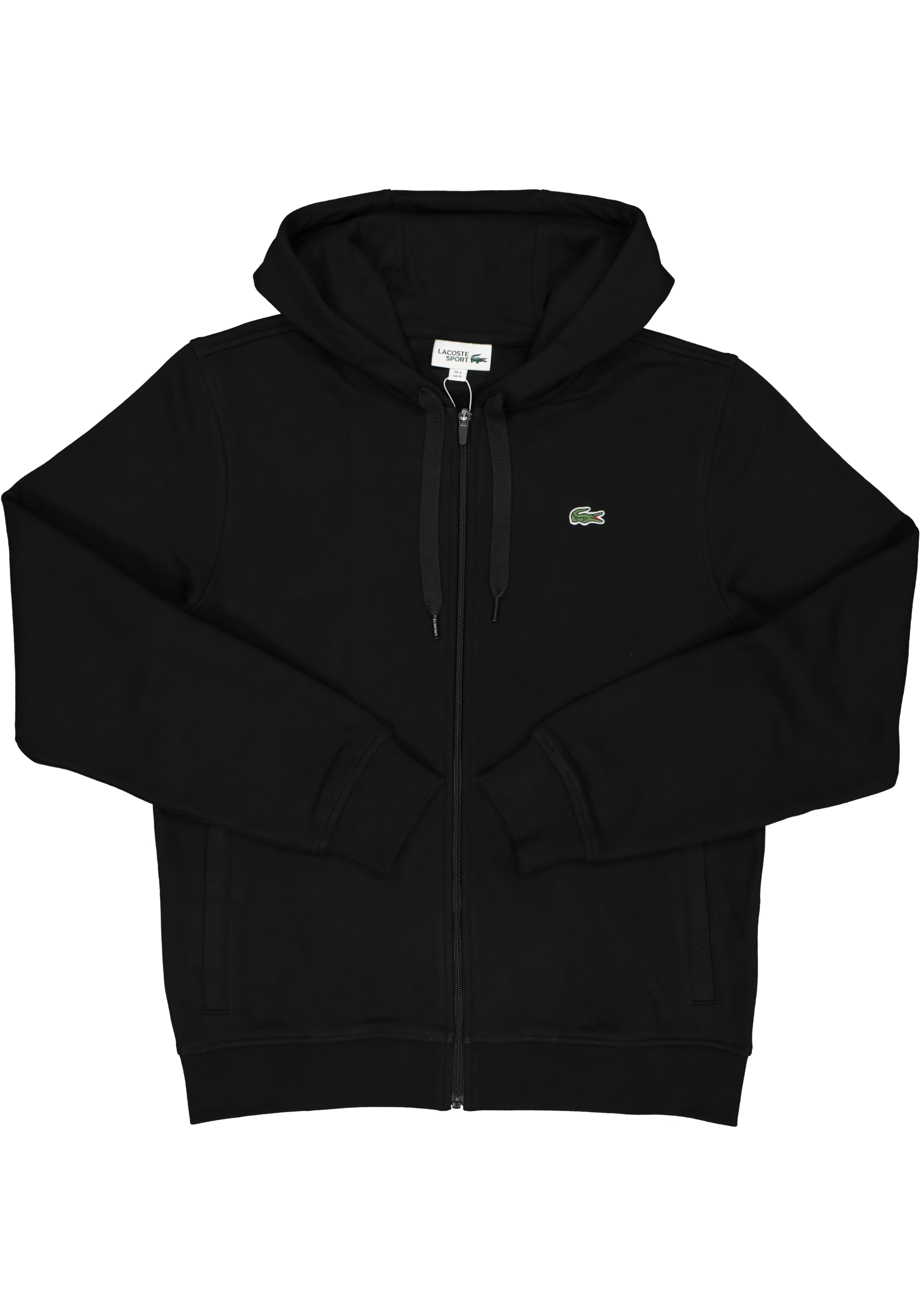 Lacoste heren hoodie sweatvest, met rits, zwart