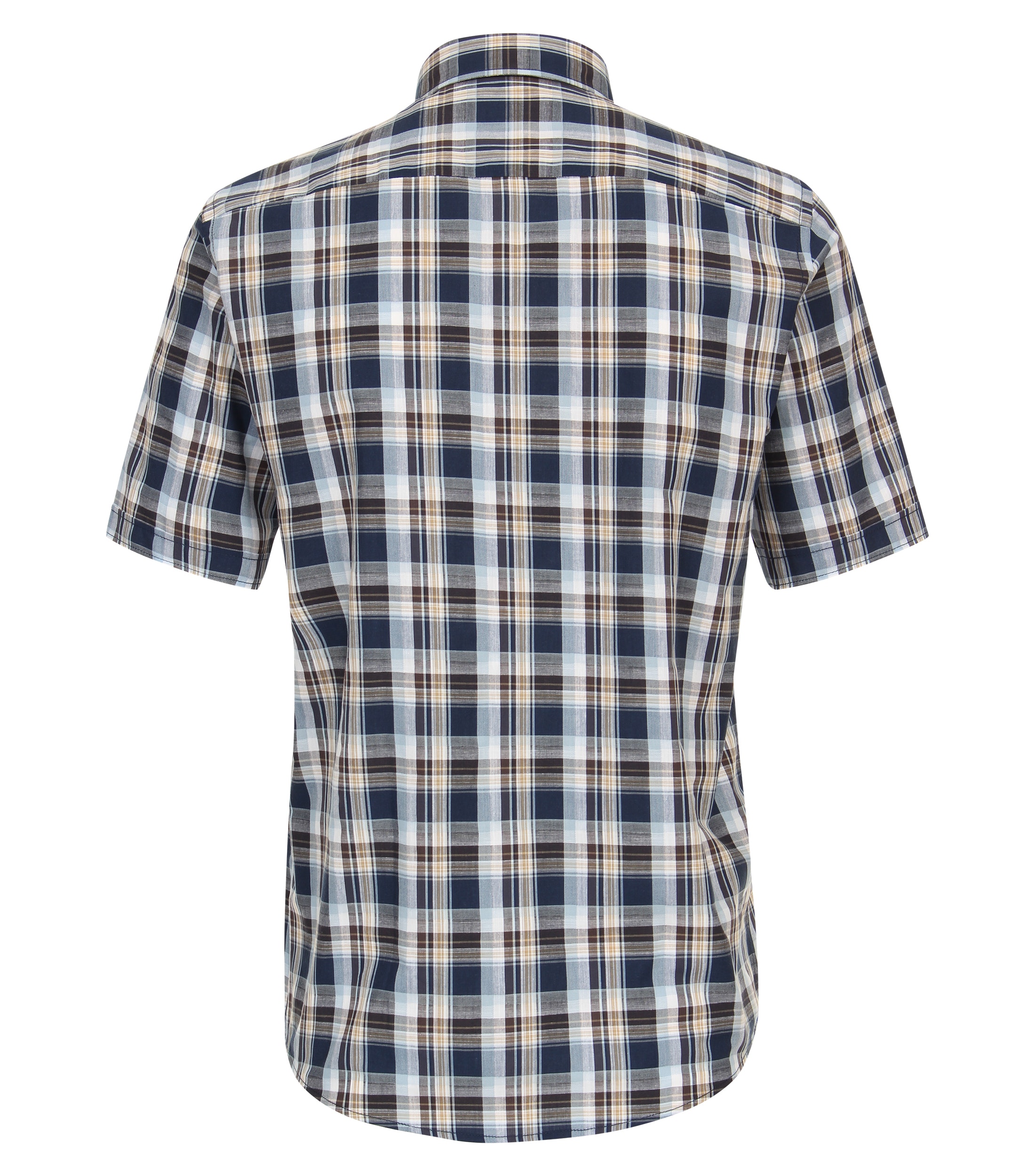 CASA MODA Sport casual fit overhemd, korte mouw, chambray, blauw geruit - 944269300-101