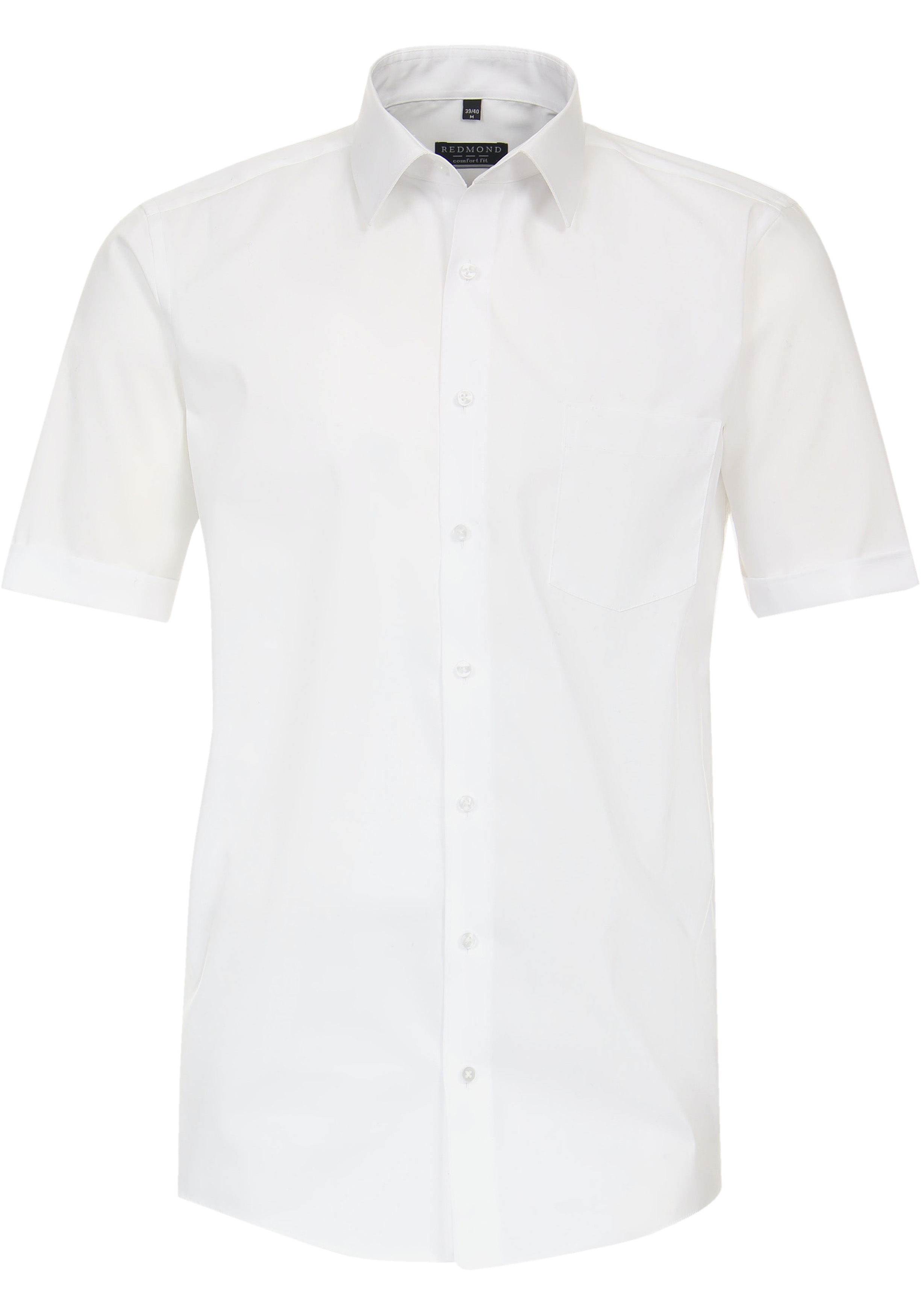 Redmond comfort fit overhemd, korte mouw, popeline, wit