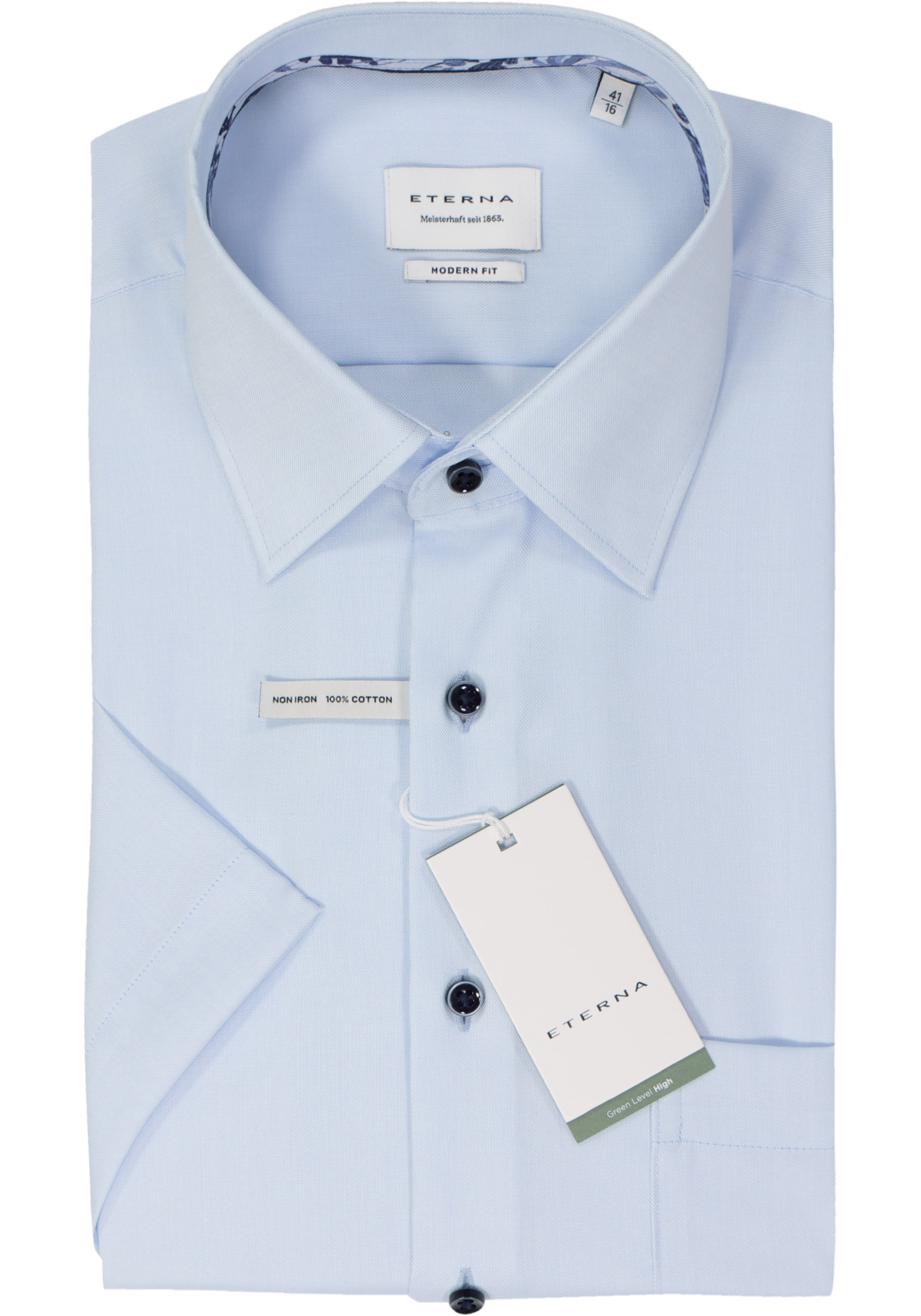 ETERNA modern fit overhemd korte mouw, Oxford, lichtblauw