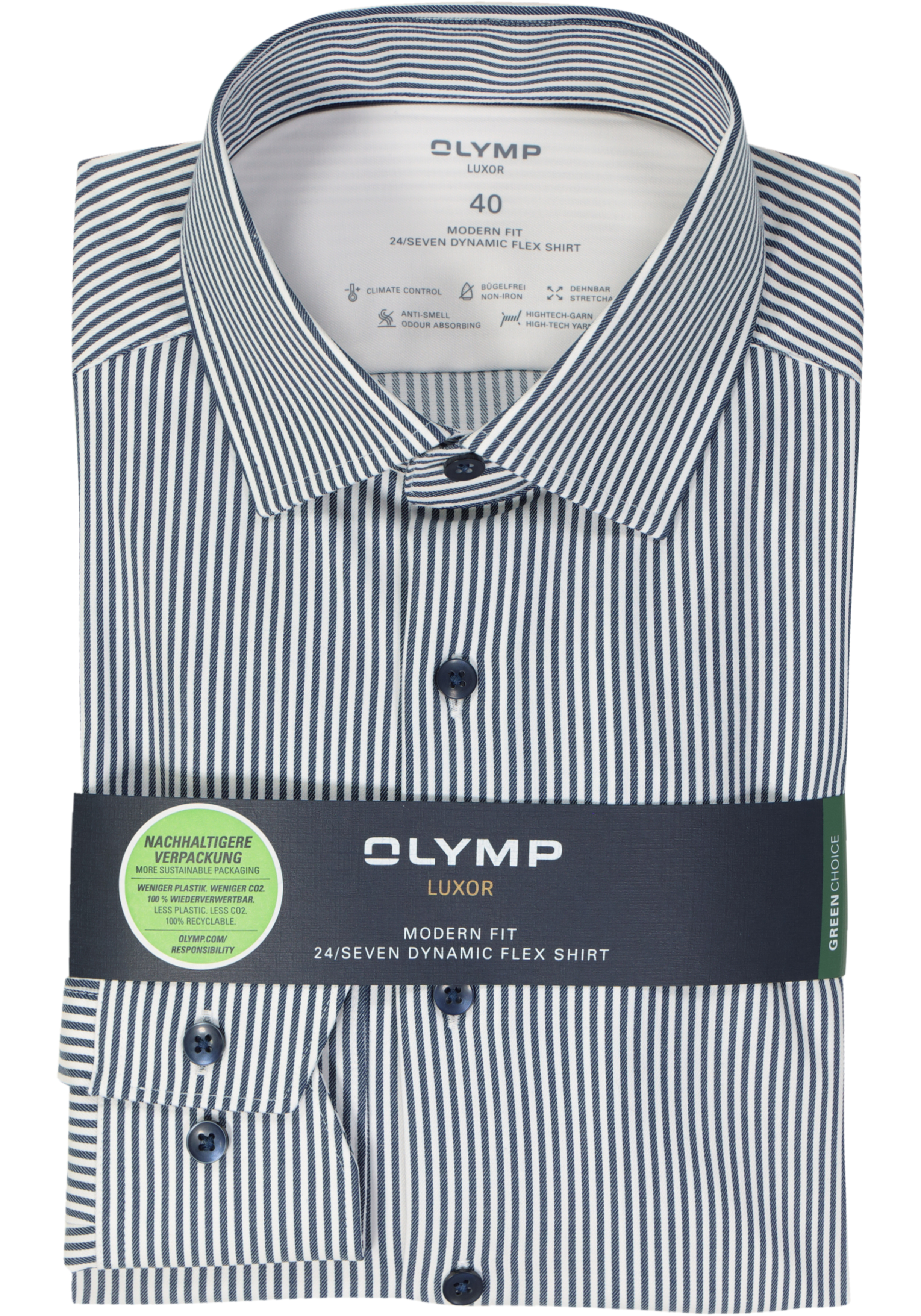 OLYMP Luxor modern fit overhemd 24/7, marine blauw tricot