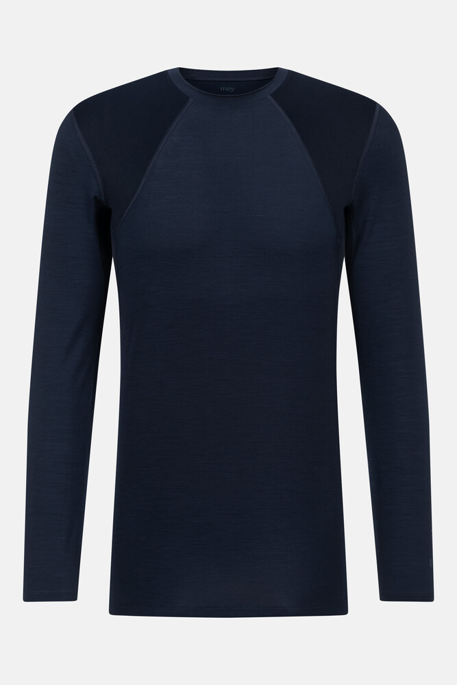 Mey heren T-shirt long sleeve Prfrmnc+, thermo T-shirt lange mouw met O-hals donkerblauw