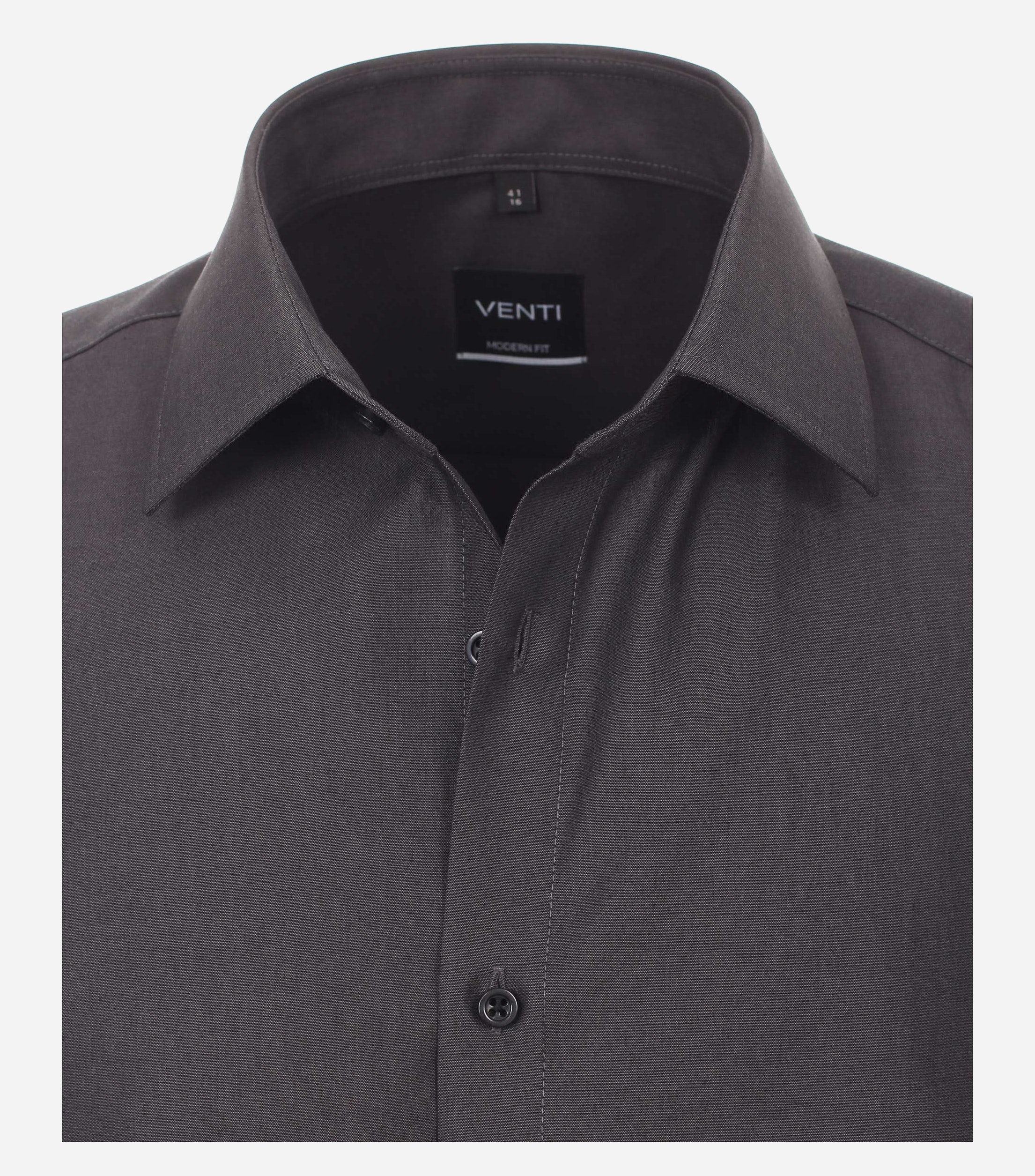 VENTI modern fit overhemd, korte mouw, popeline, grijs