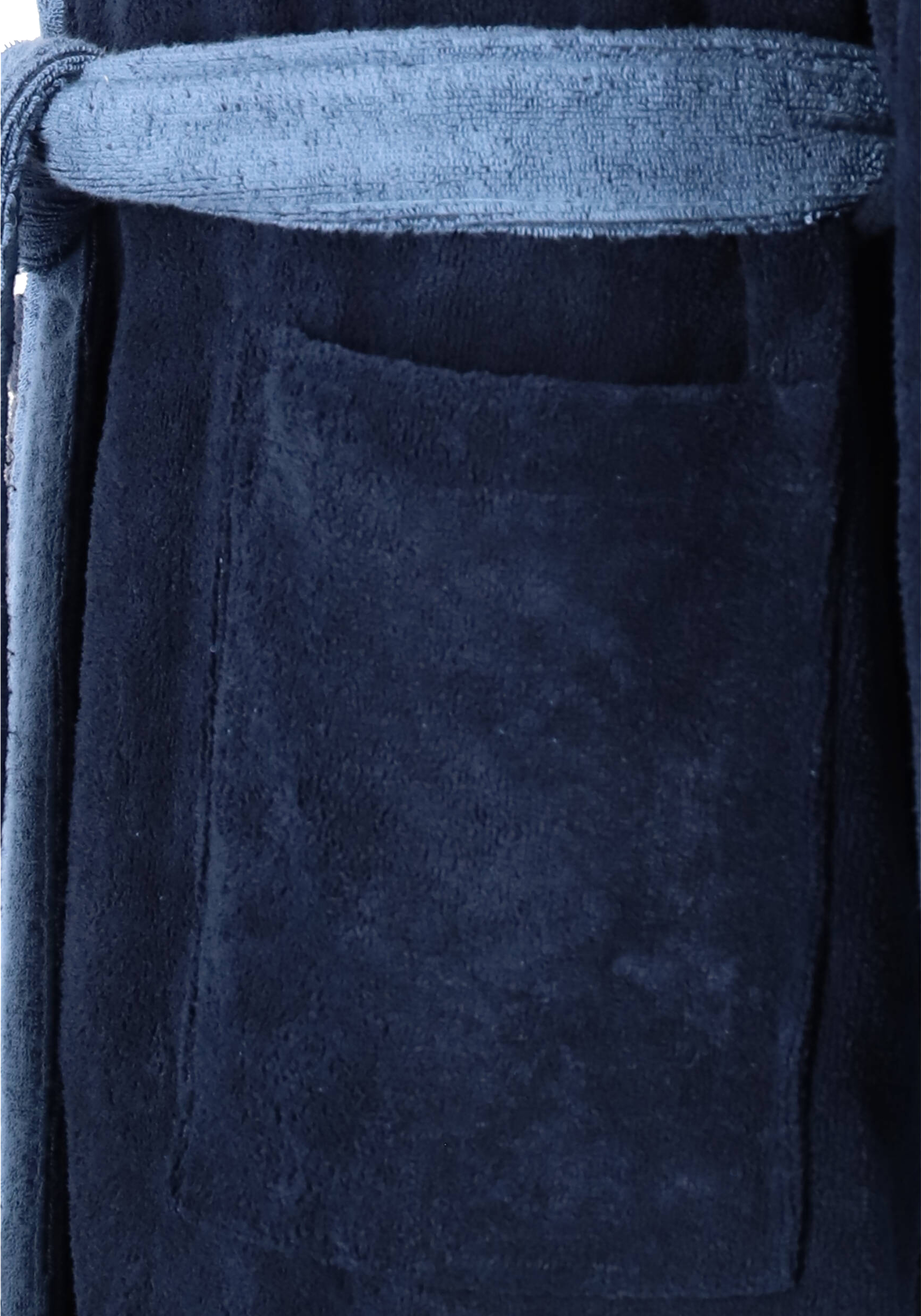 SCHIESSER heren badjas, ultralicht velours met capuchon, blauw met lichtblauw