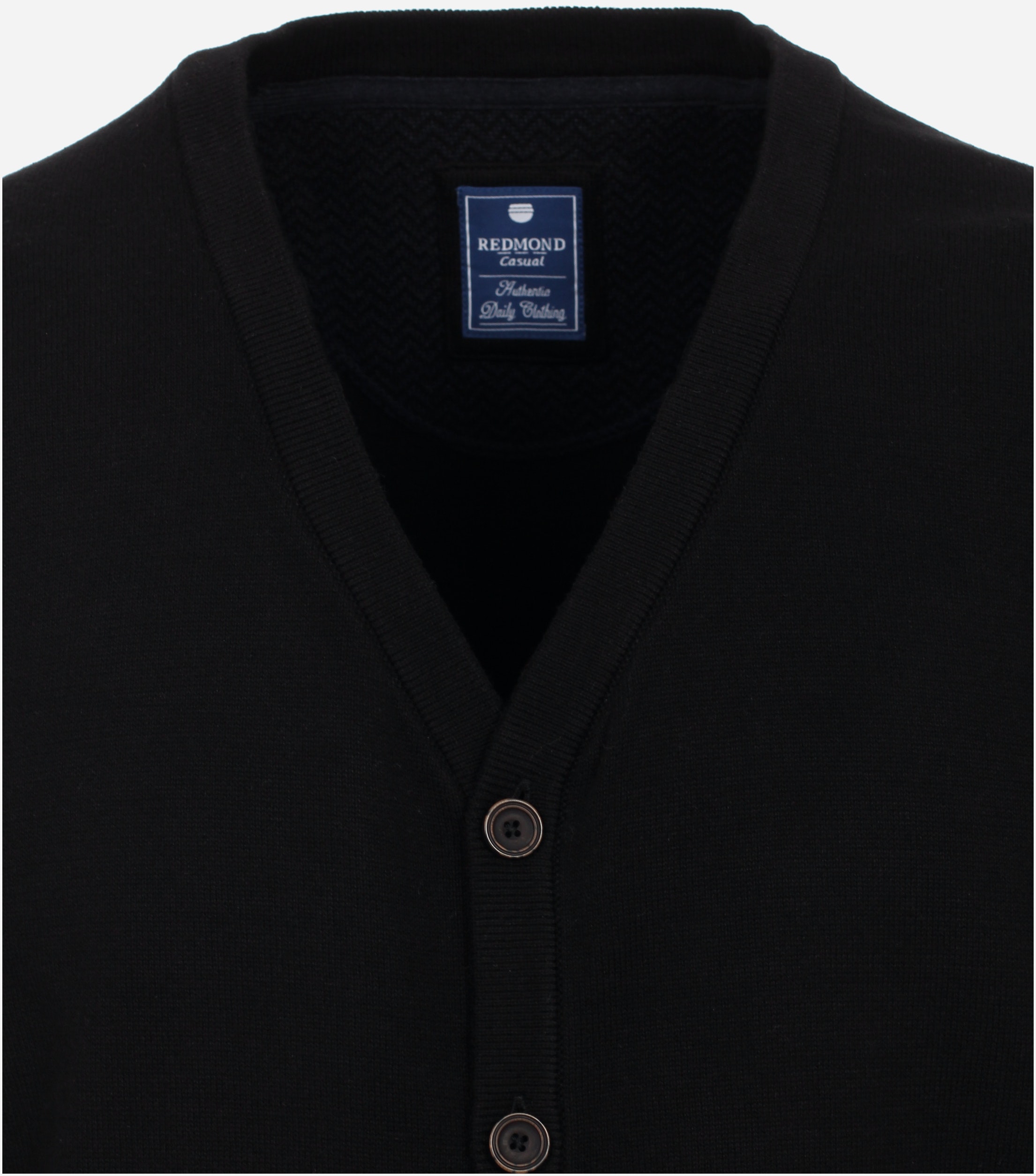 Redmond heren vest katoen, V-hals, zwart (middeldik)
