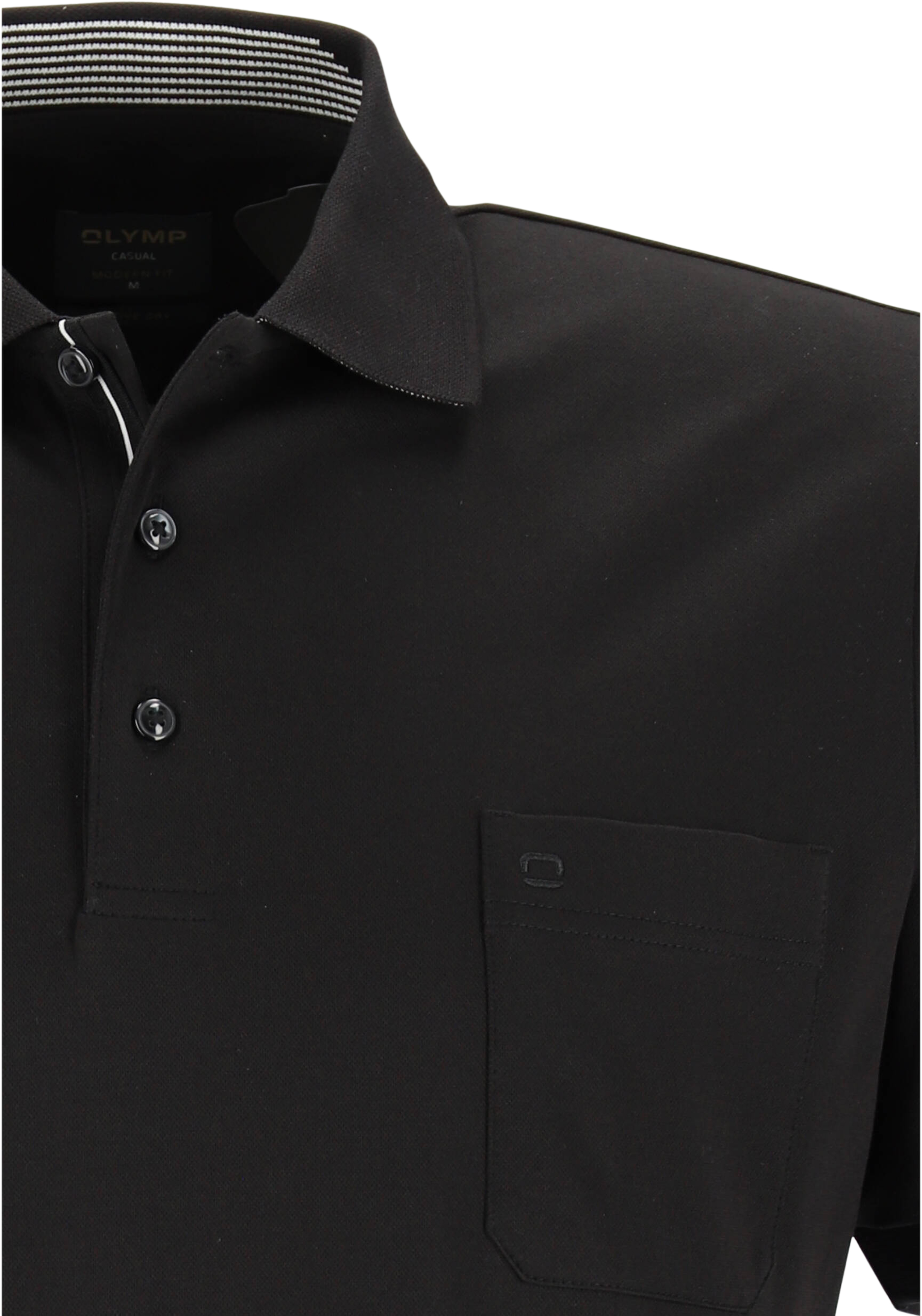 OLYMP Polo Casual, modern fit polo, active dry, zwart