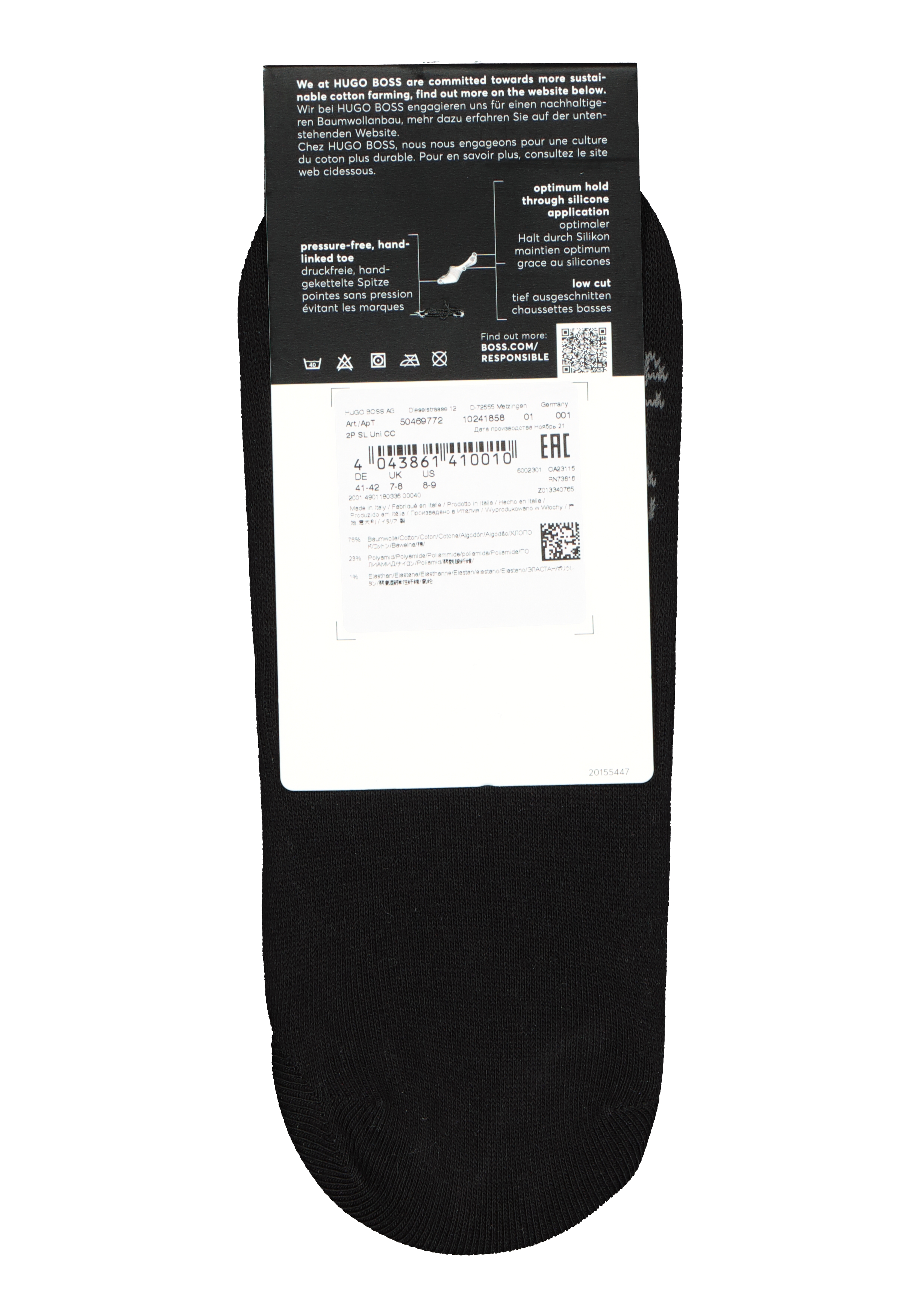 BOSS Shoeliner Stay On (2-pack), herensokken katoen onzichtbaar, zwart 